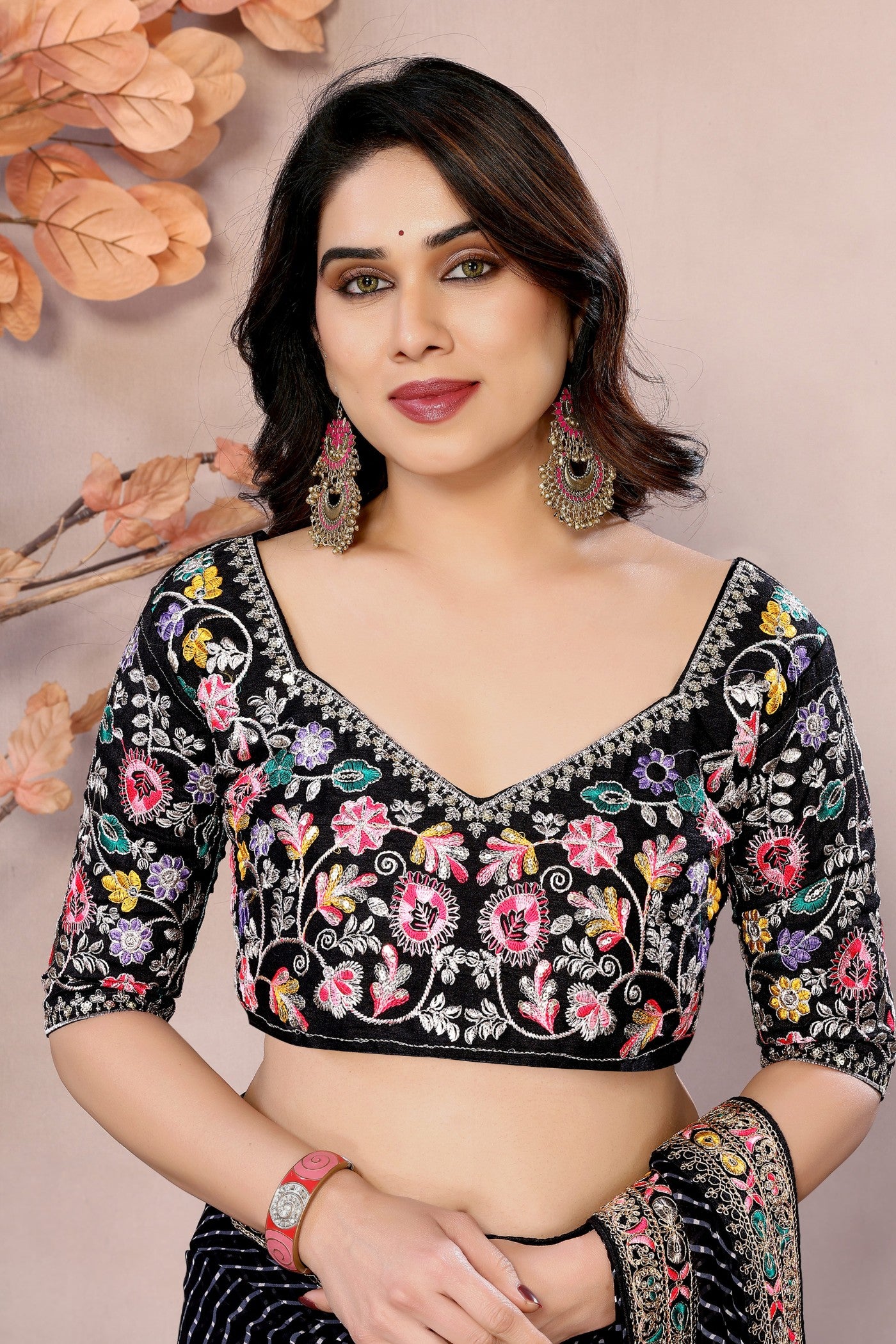 Buy MySilkLove Black Bean Georgette Designer Partywear Saree Online