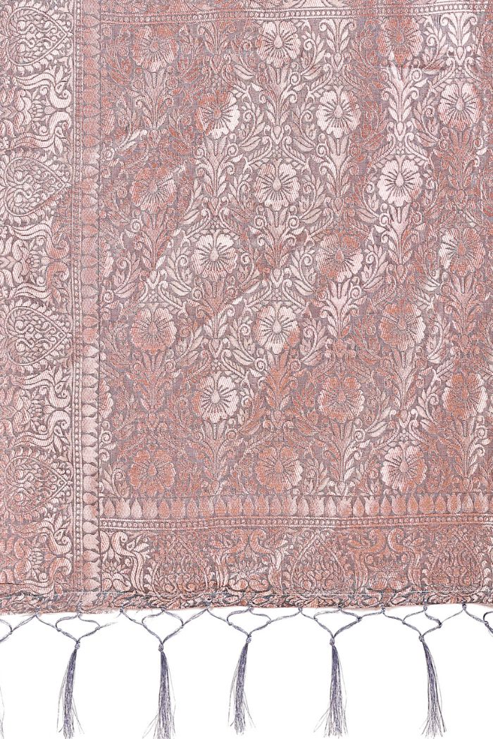 Buy MySilkLove Nevada Grey Linen Cotton Saree Online