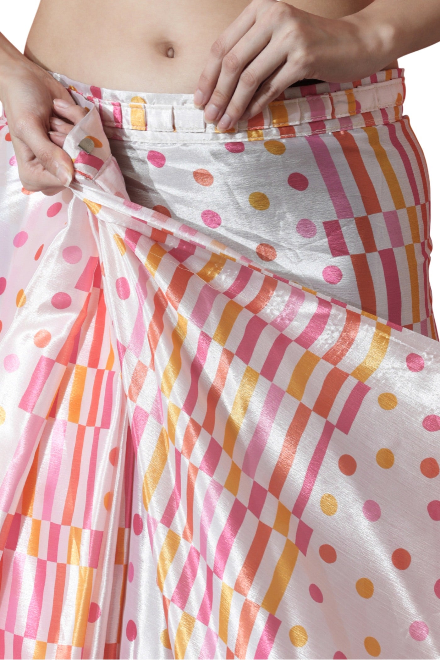 Buy MySilkLove Beauty Pink Chinon Printed Ready To Wear Saree Online
