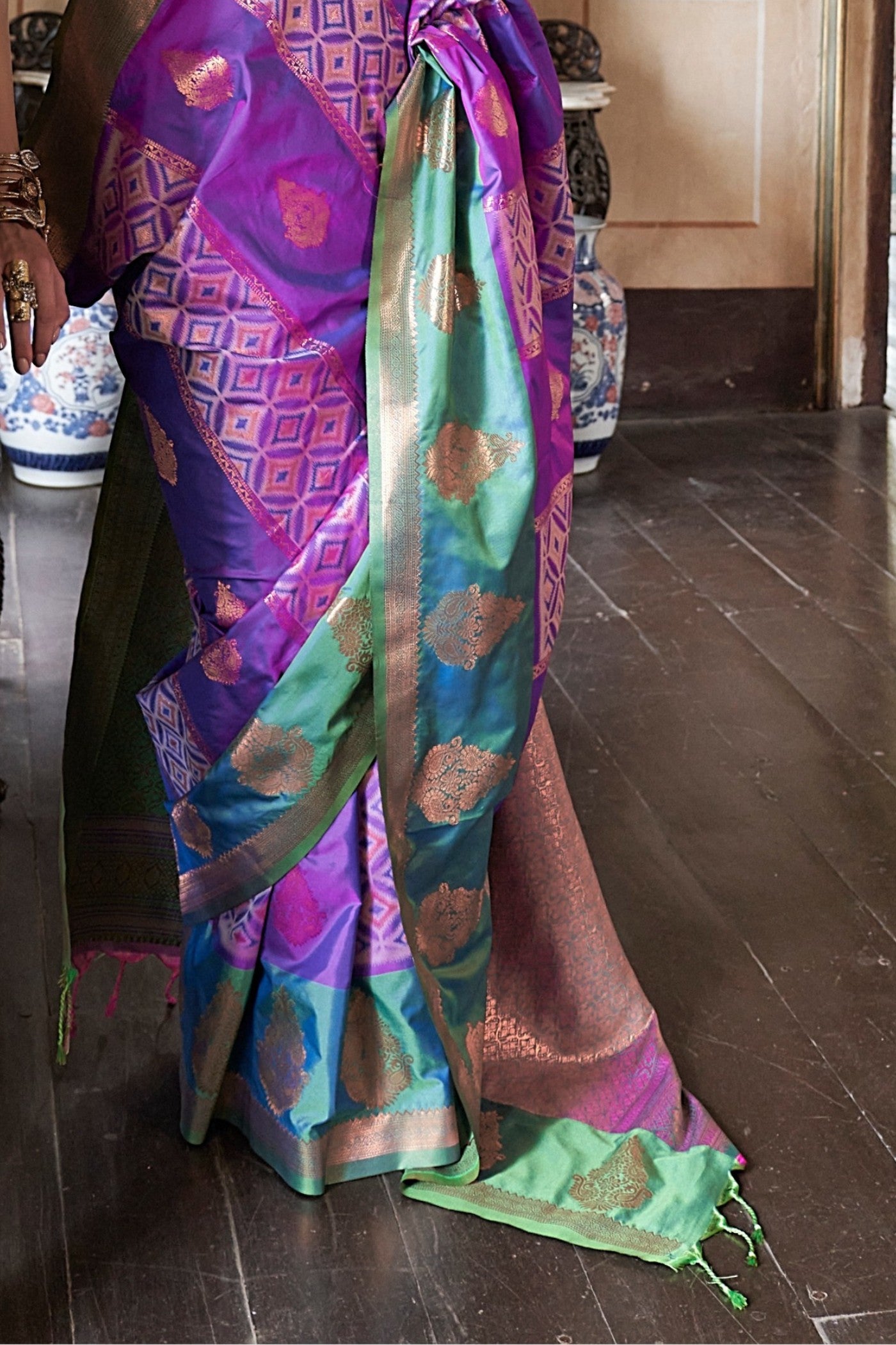 Buy MySilkLove Mauveine Purple Banarasi Handloom Saree Online
