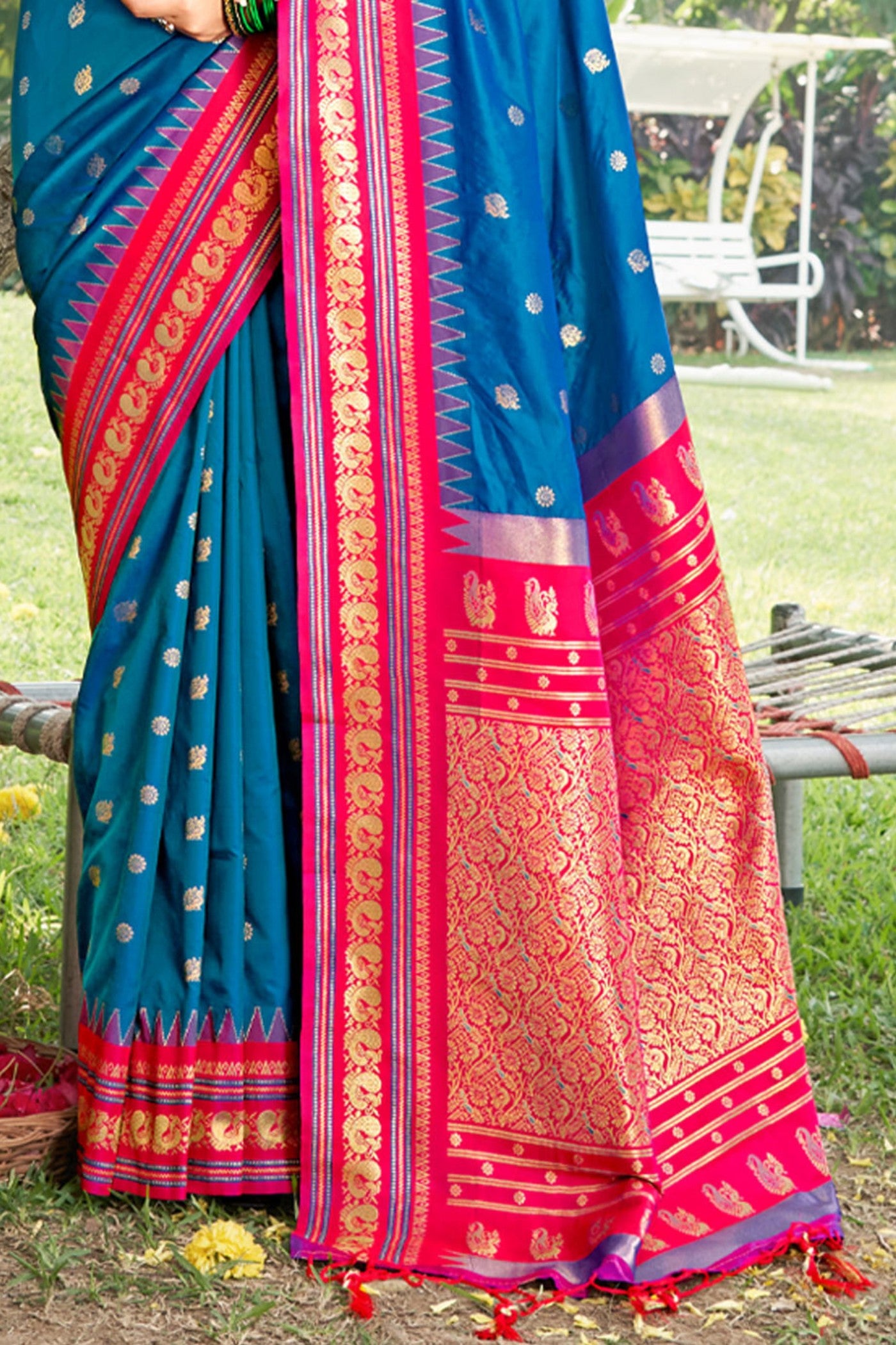 Buy MySilkLove Wild Blue Banarasi Woven Soft Silk Saree Online