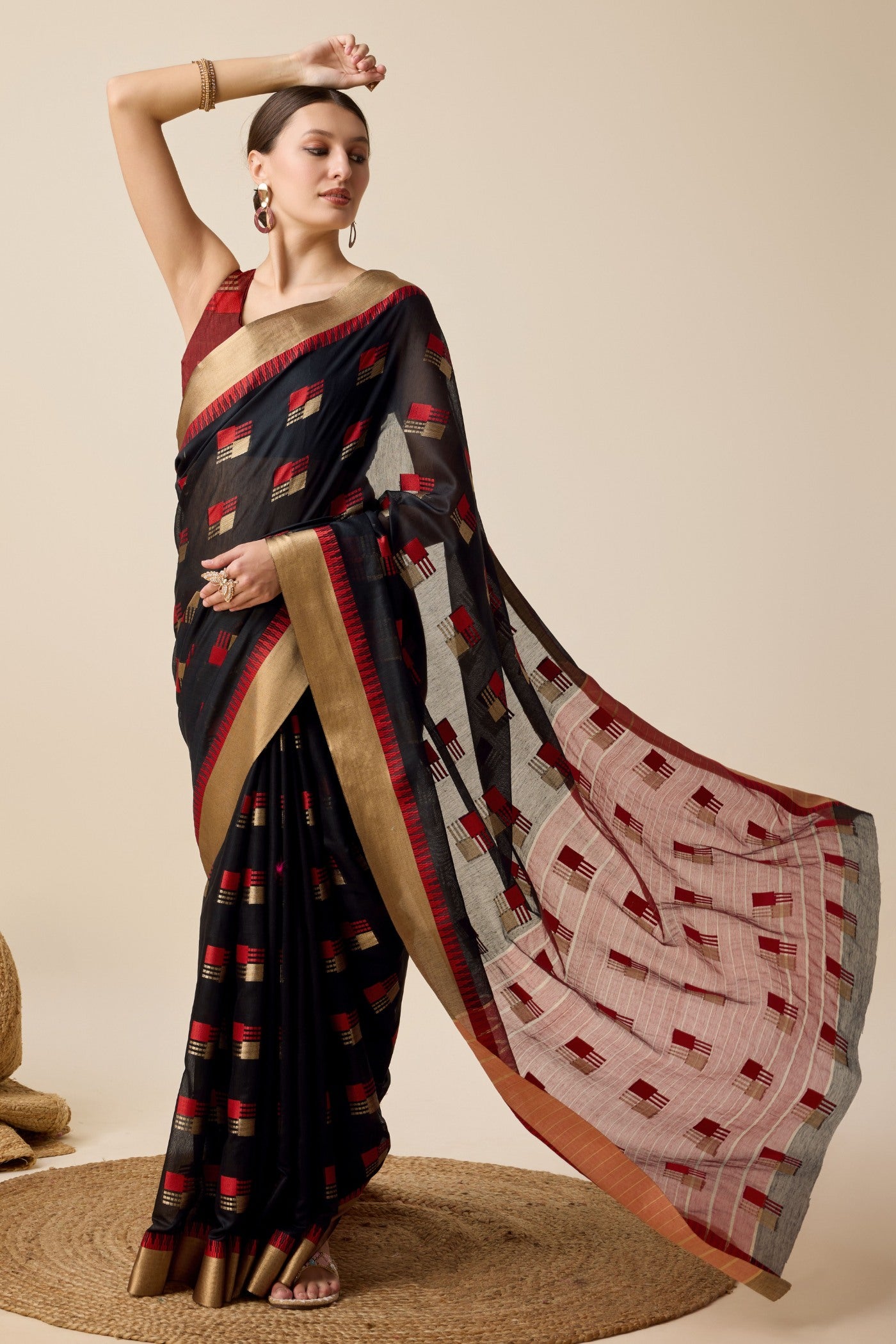 Buy MySilkLove Charcoal Black Cotton Soft Silk Saree Online