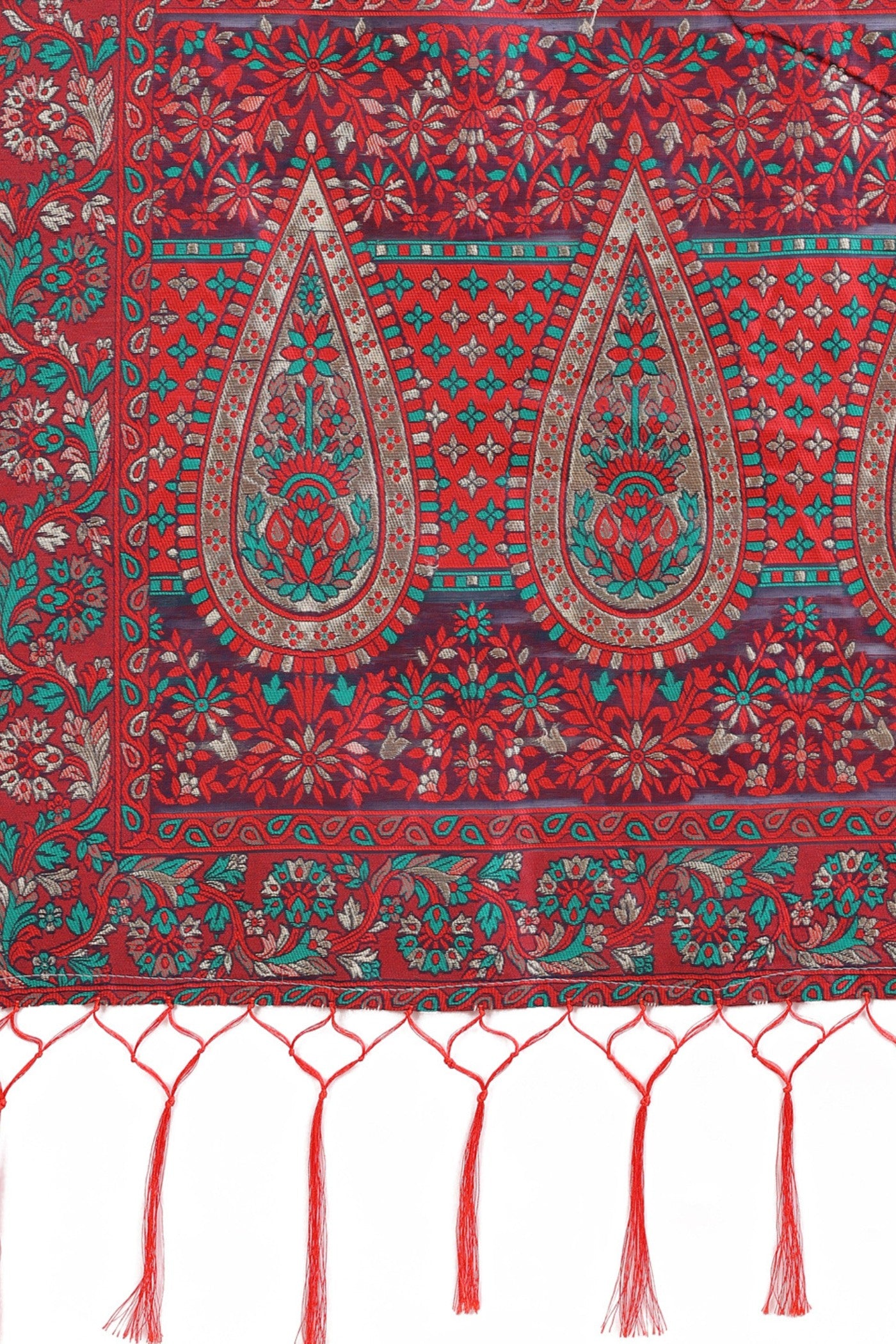 Buy MySilkLove Auburn Red Woven Pashmina Saree Online