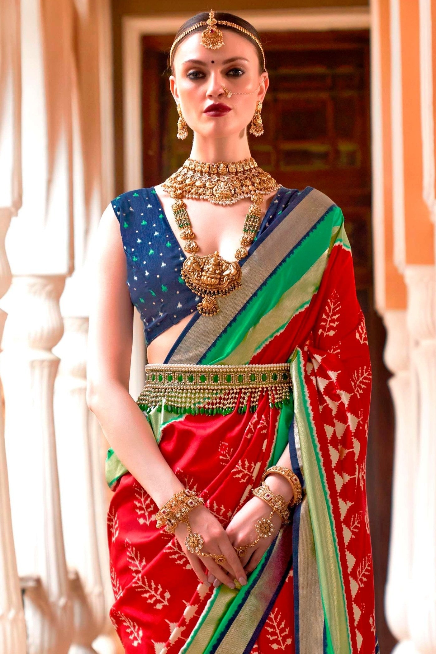 Buy MySilkLove Ruby Red Printed Patola Saree Online