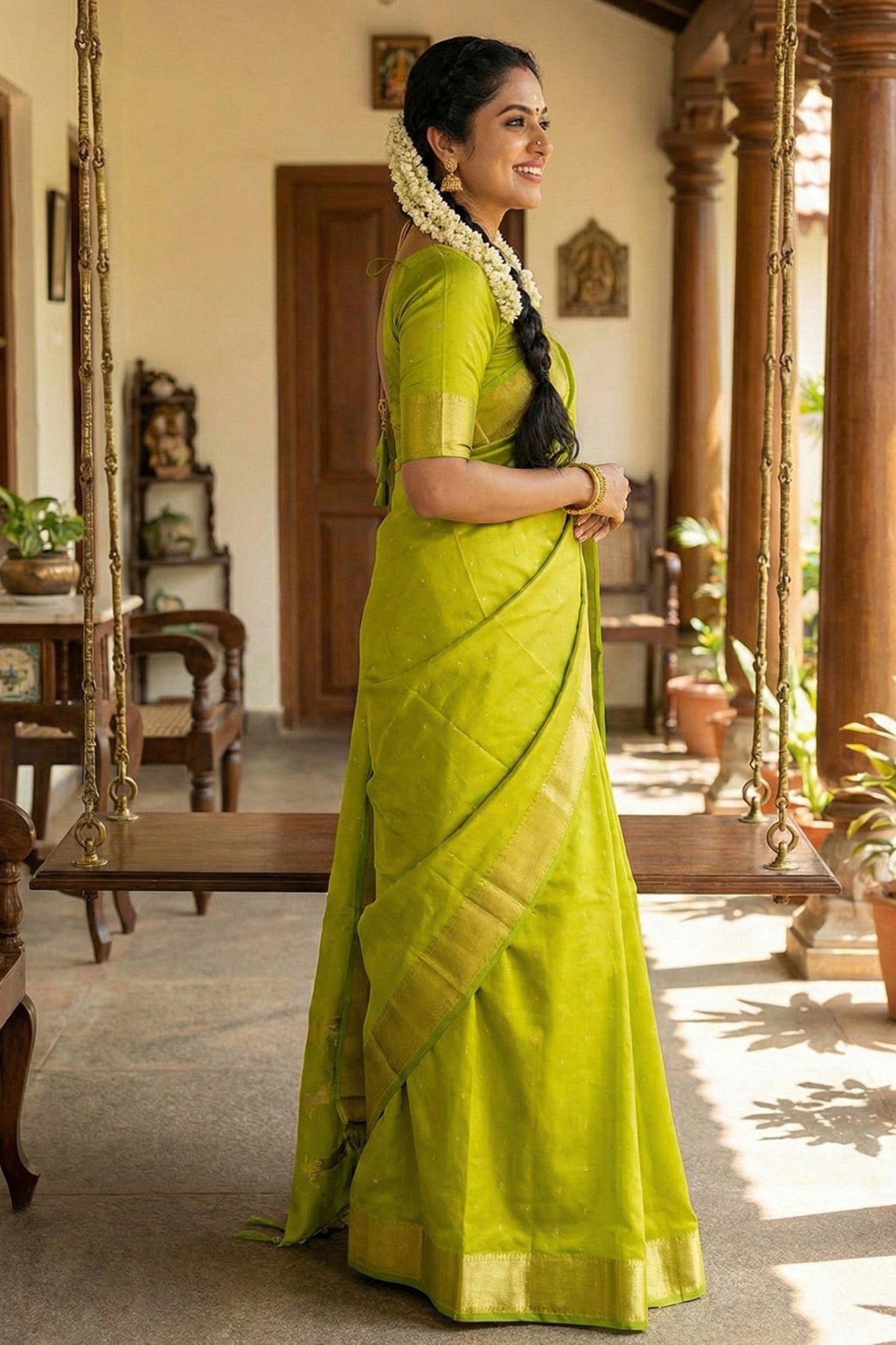 Buy MySilkLove Parrot Green Banarasi Woven Soft Silk Saree Online
