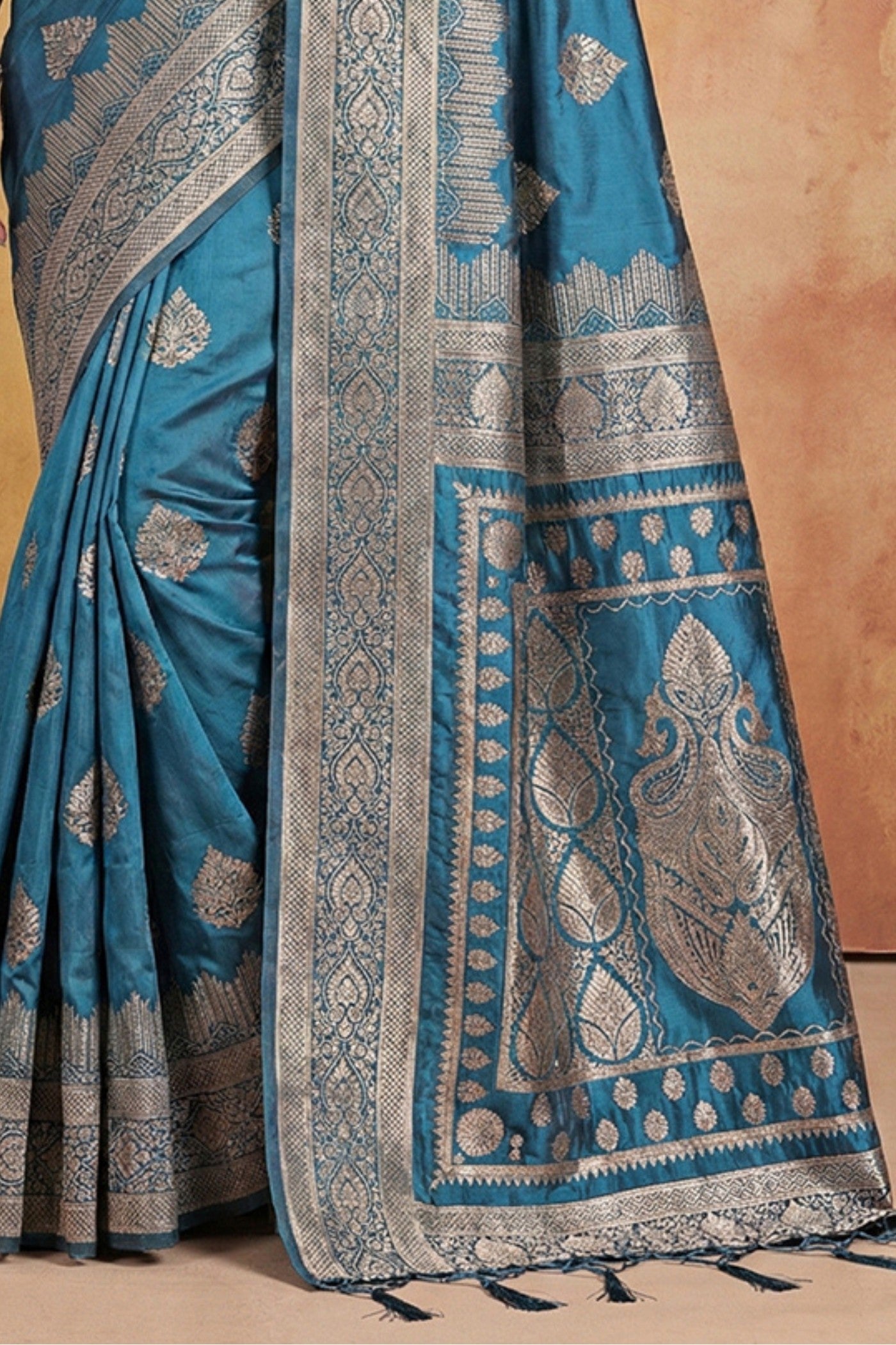 Buy MySilkLove Nepal Blue Woven Banarasi Silk Saree Online