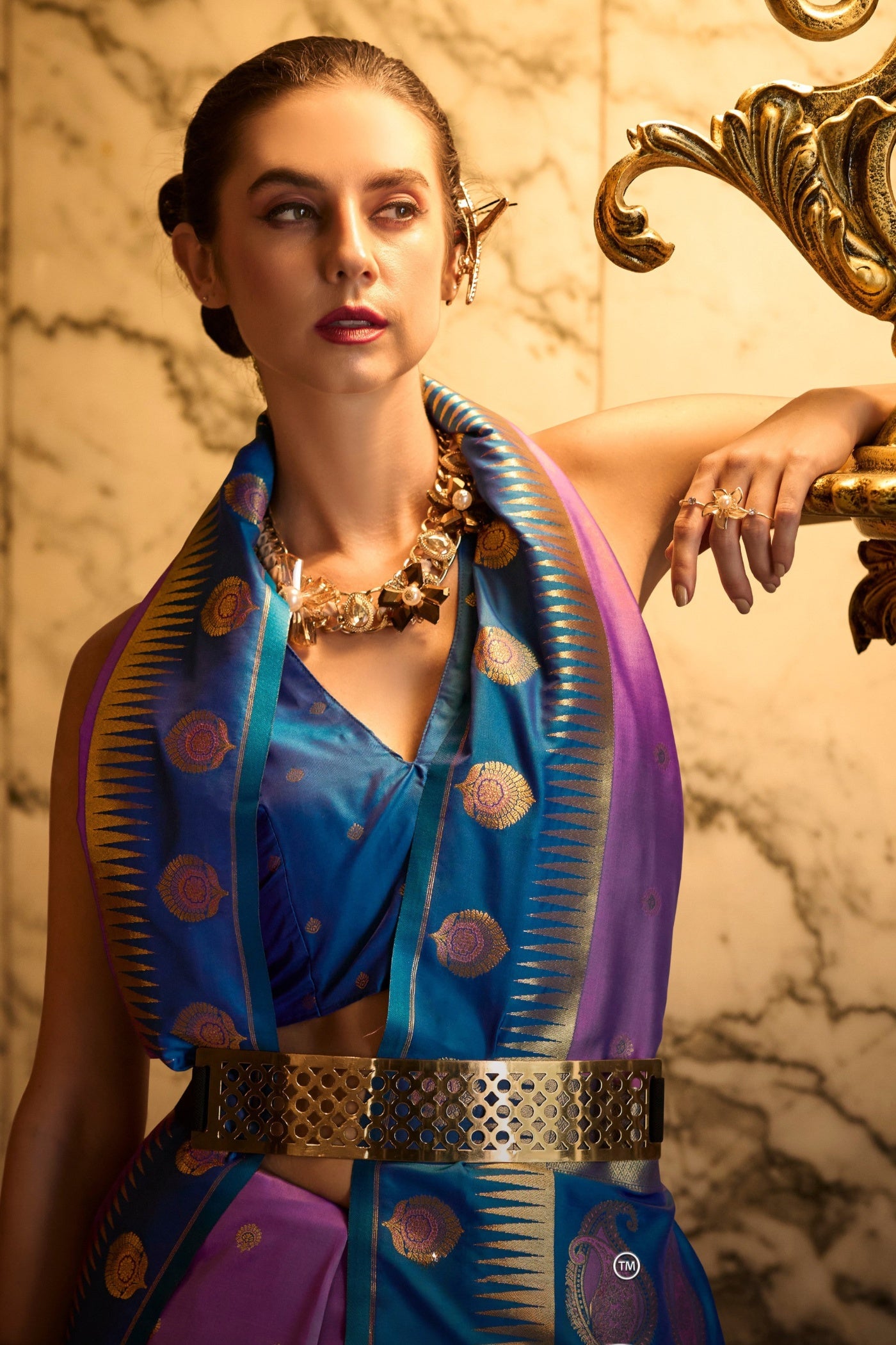 Buy MySilkLove Royal Purple Zari Woven Banarasi Saree Online