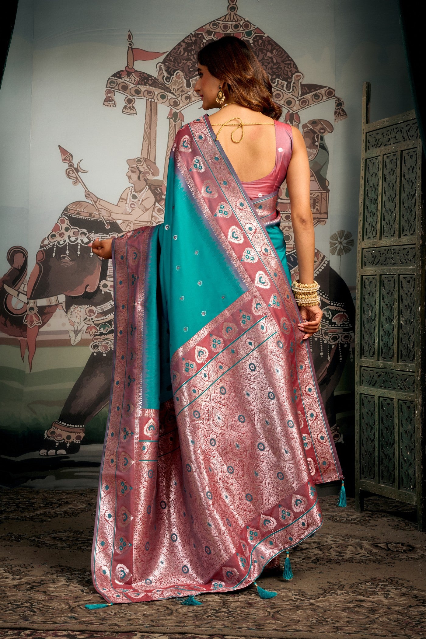 Buy MySilkLove Wild Blue Banarasi Soft Silk Saree Online