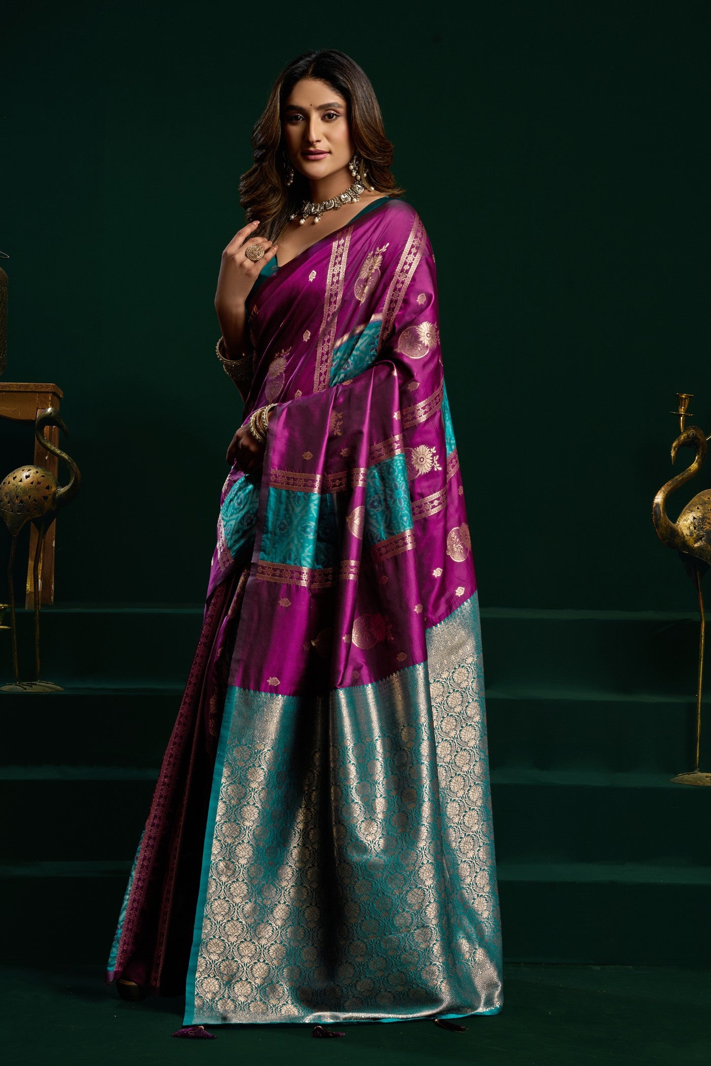 Buy MySilkLove Majesty Purple Banarasi Handloom Soft Silk Saree Online