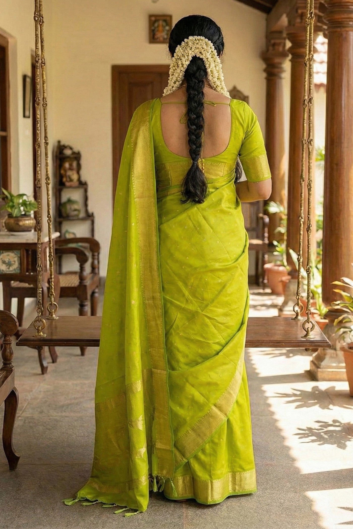 Buy MySilkLove Parrot Green Banarasi Woven Soft Silk Saree Online
