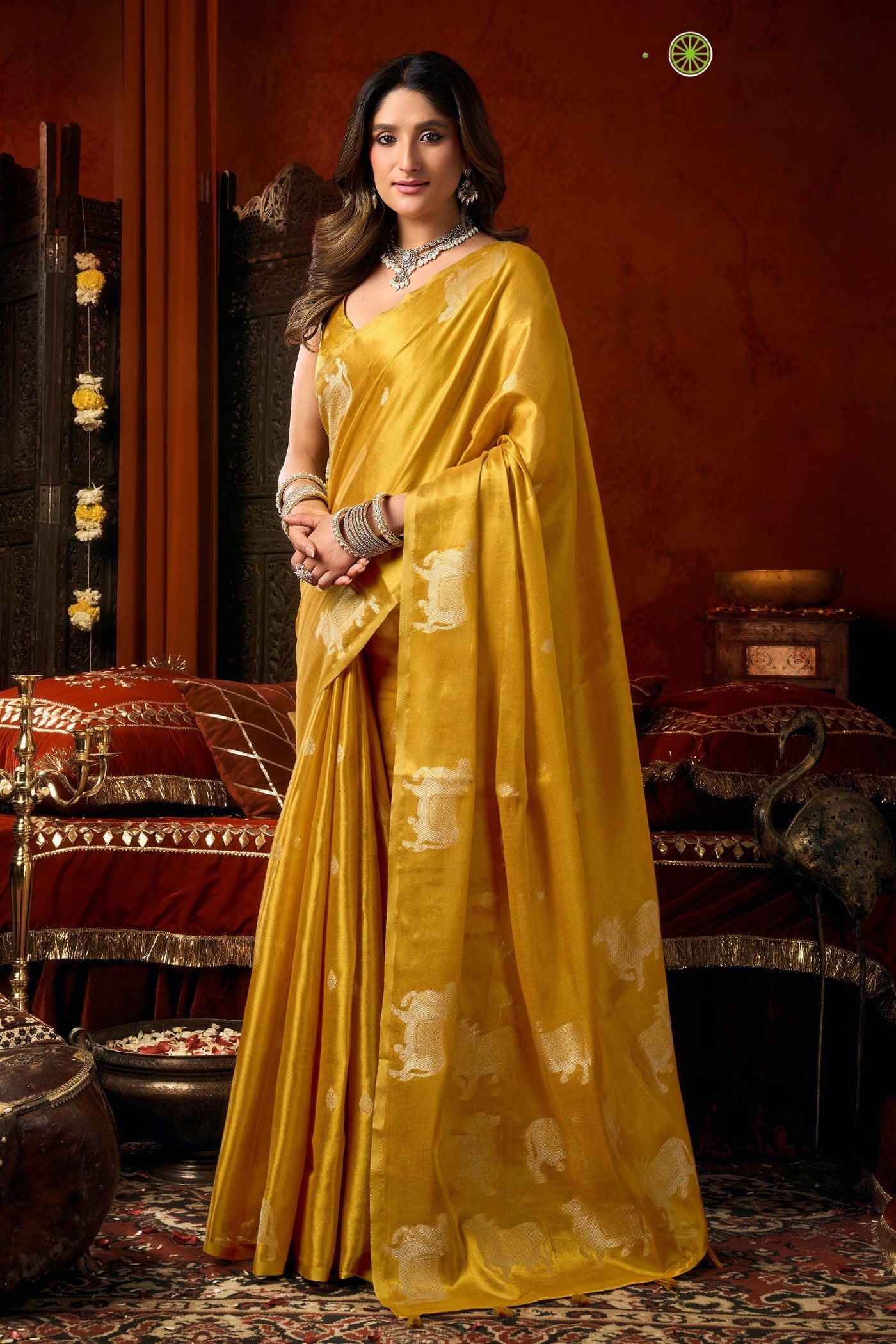 Buy MySilkLove Jonquil Yellow Handloom Tissue Saree Online
