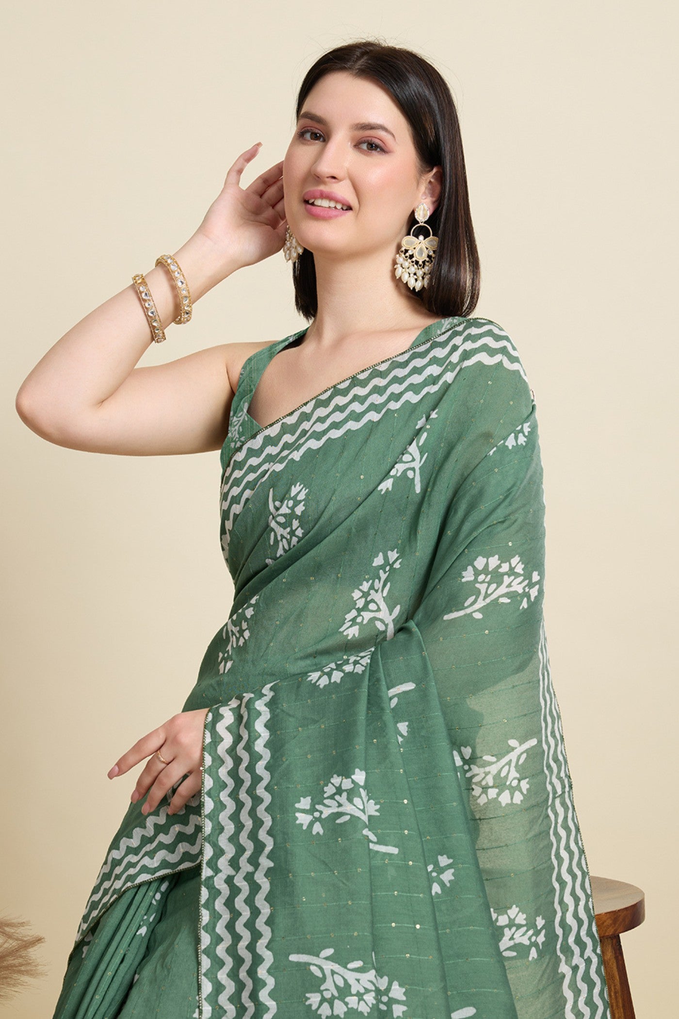 Buy MySilkLove Hunter Green Woven Cotton Silk Saree Online