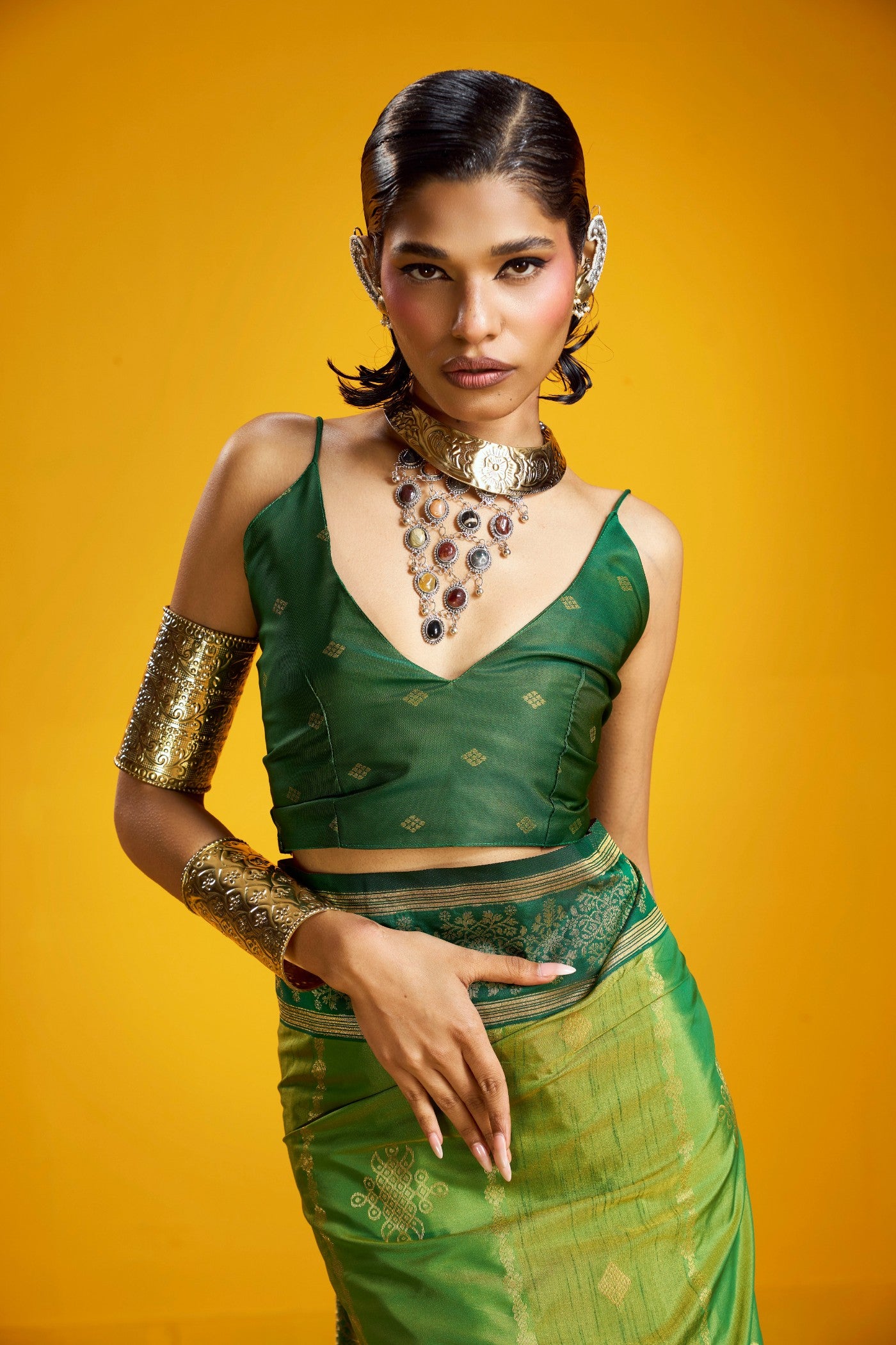 Buy MySilkLove Verde Green Banarasi Handloom Soft Silk Saree Online