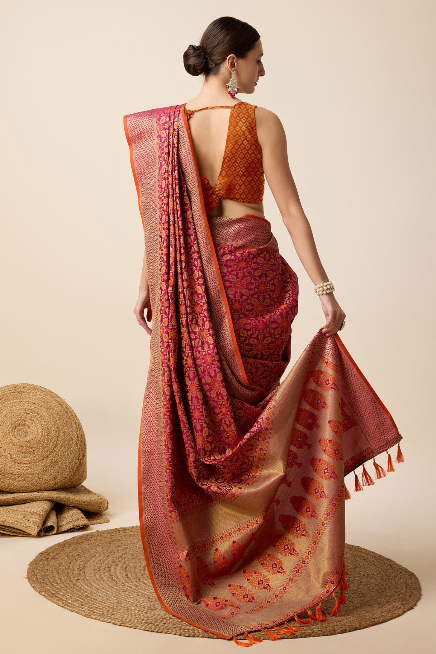 Buy MySilkLove Burgundy Maroon Zari Woven Banarasi Saree Online