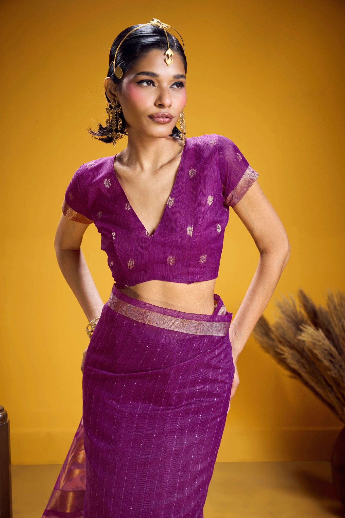 Buy MySilkLove Fuchsia Purple Munga Handloom Cotton Saree Online