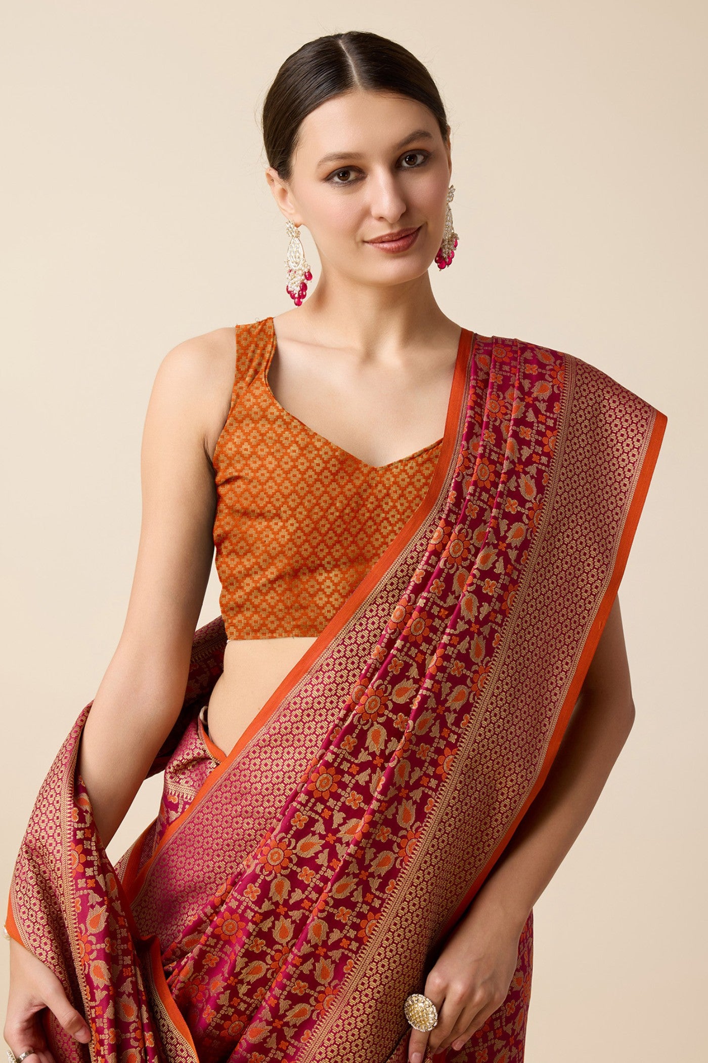 Buy MySilkLove Burgundy Maroon Zari Woven Banarasi Saree Online