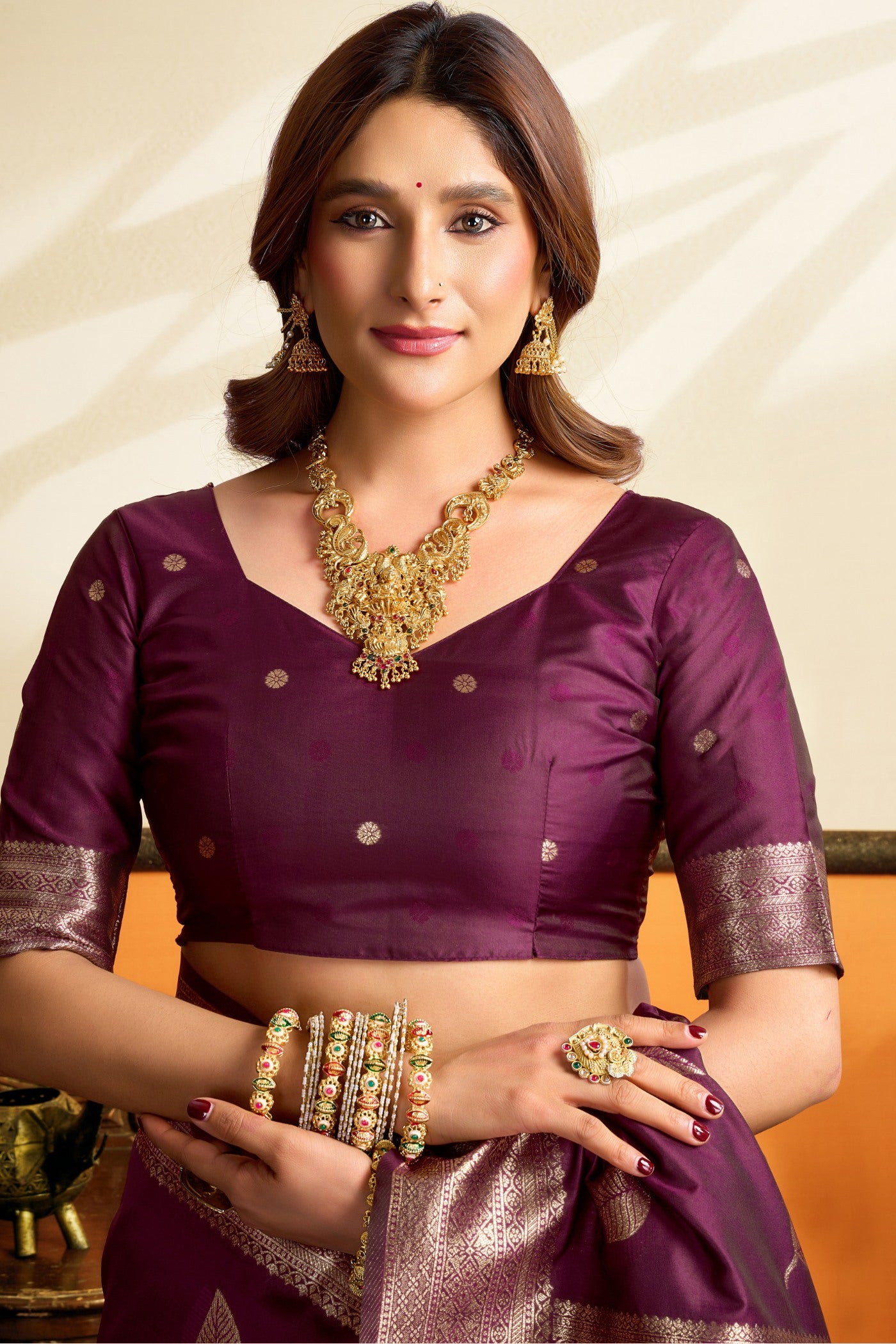 Buy MySilkLove Heliotrope Purple Woven Banarasi Saree Online