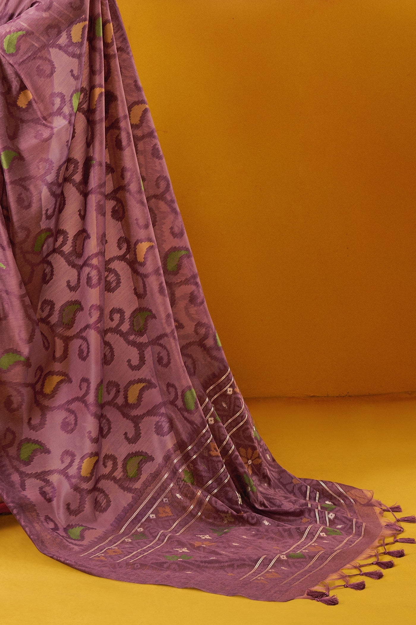 Buy MySilkLove Velvet Purple Handloom Jamdani Saree Online
