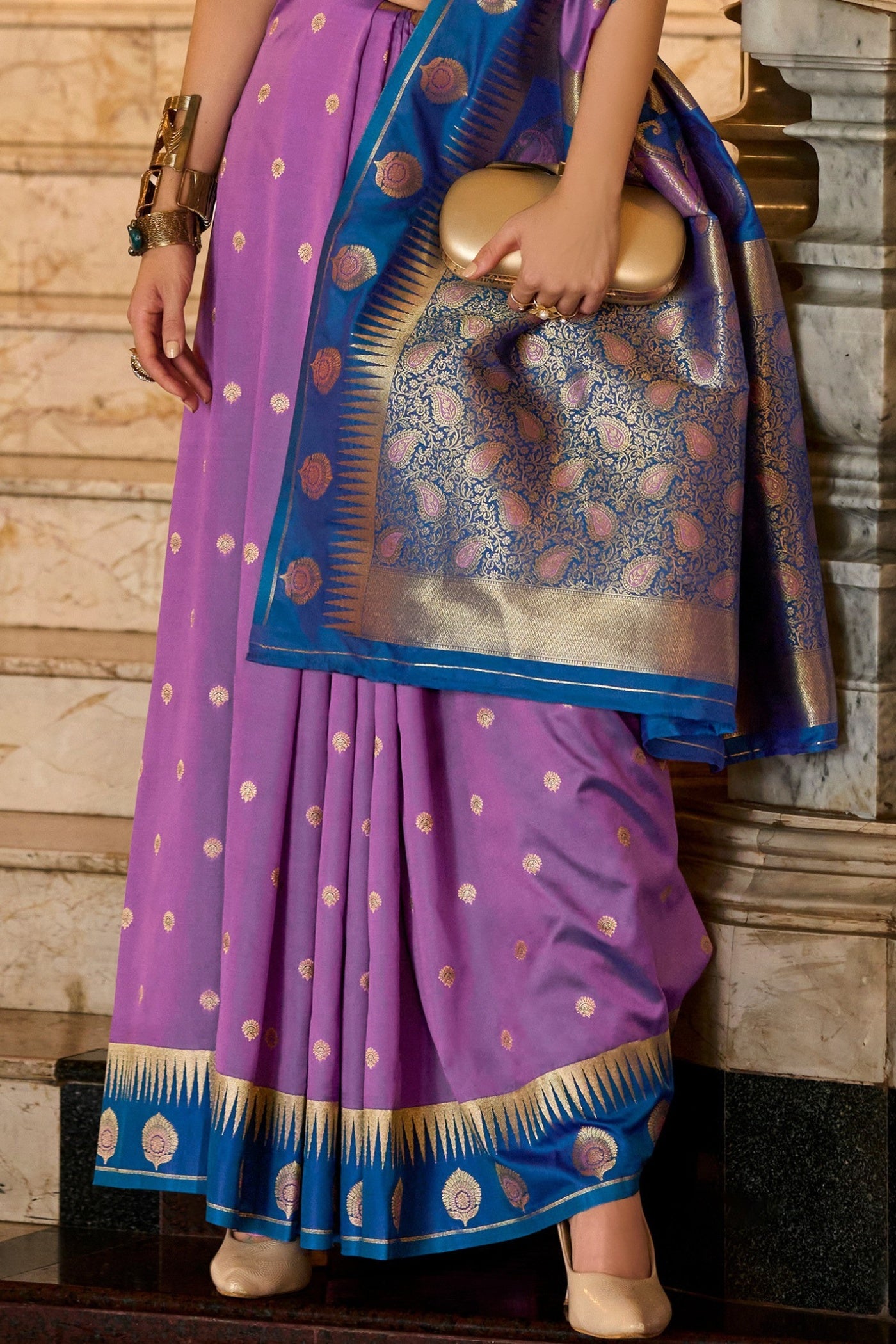 Buy MySilkLove Royal Purple Zari Woven Banarasi Saree Online