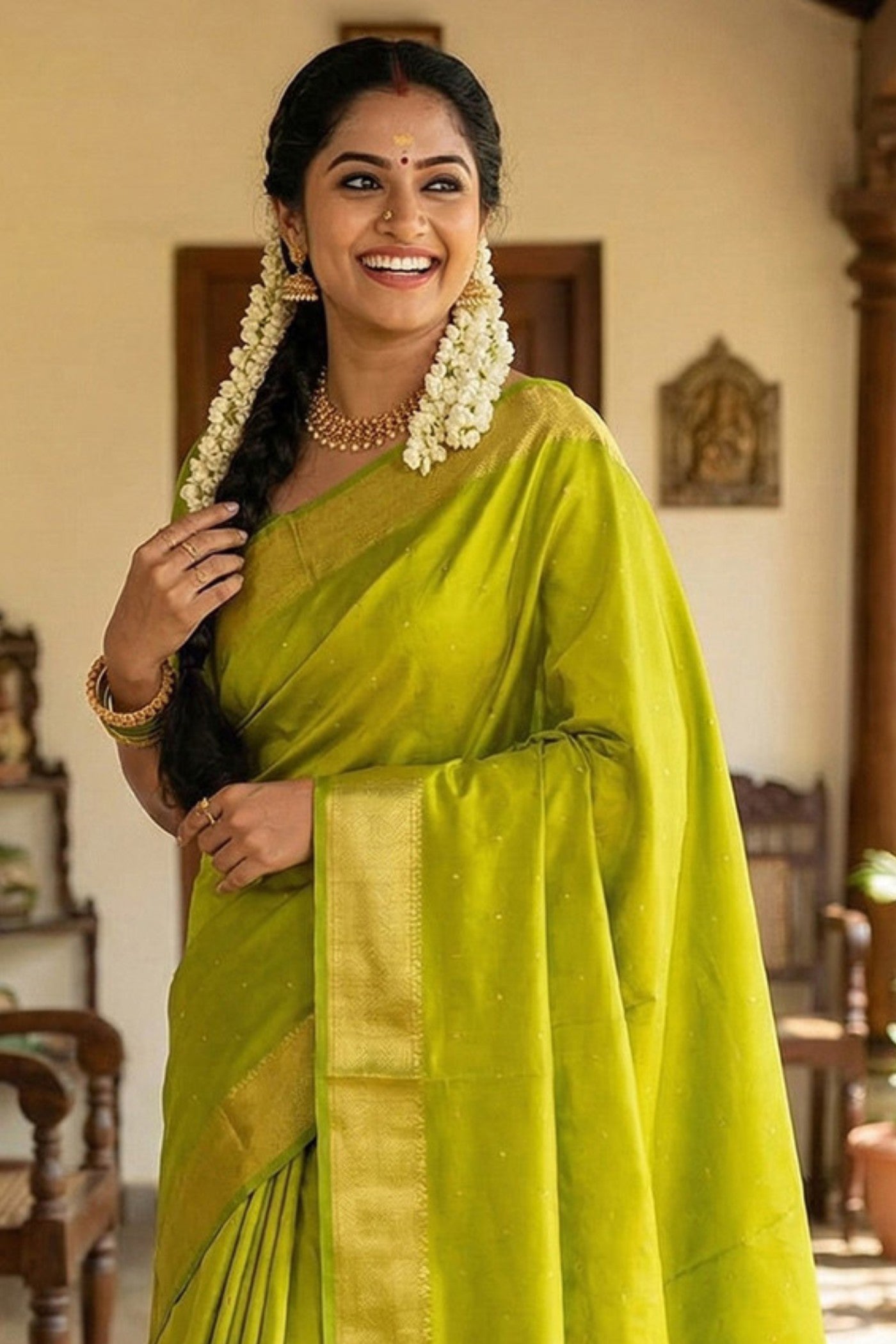 Buy MySilkLove Parrot Green Banarasi Woven Soft Silk Saree Online