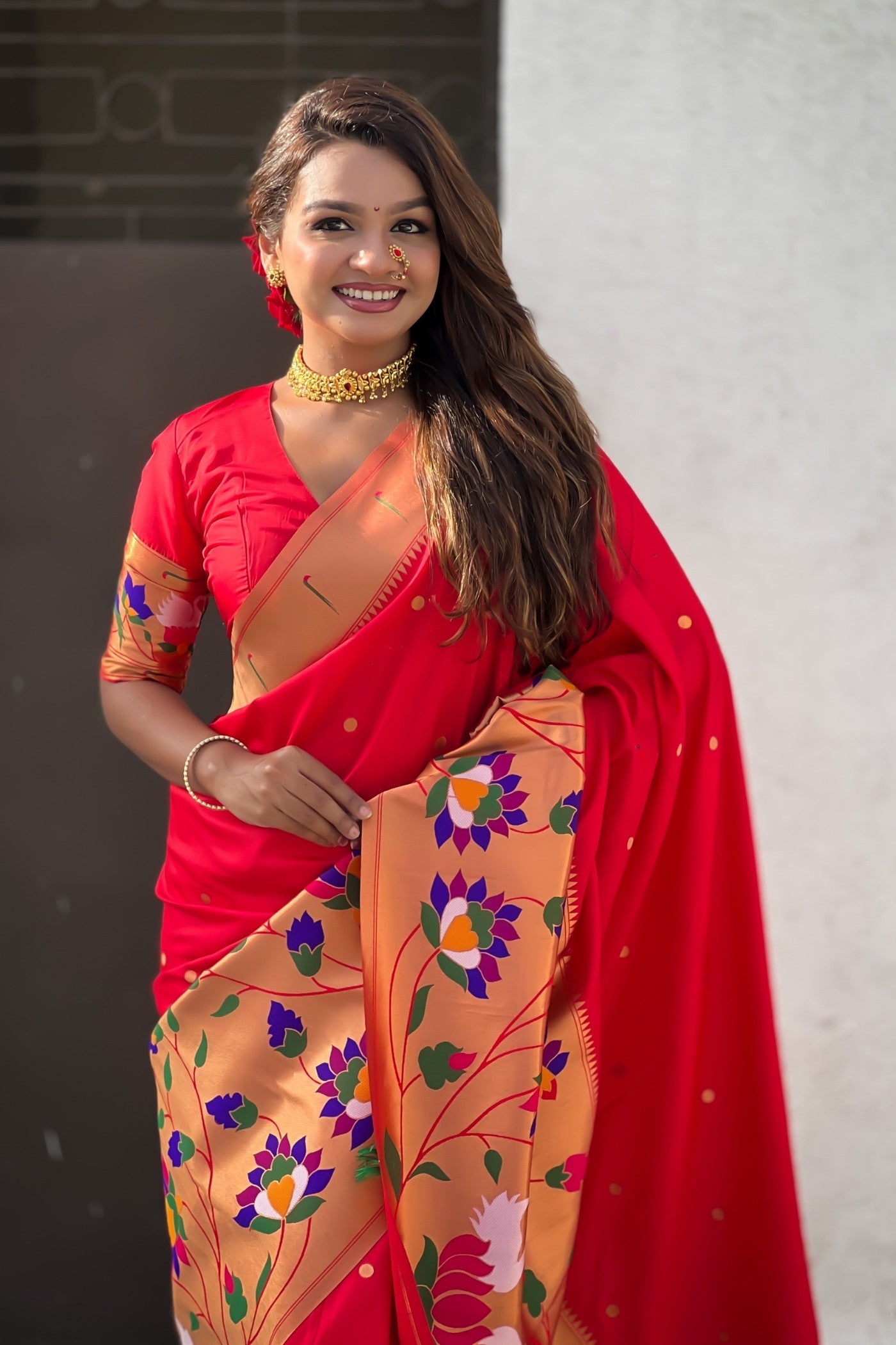 Buy MySilkLove Rufous Red Woven Paithani Saree Online
