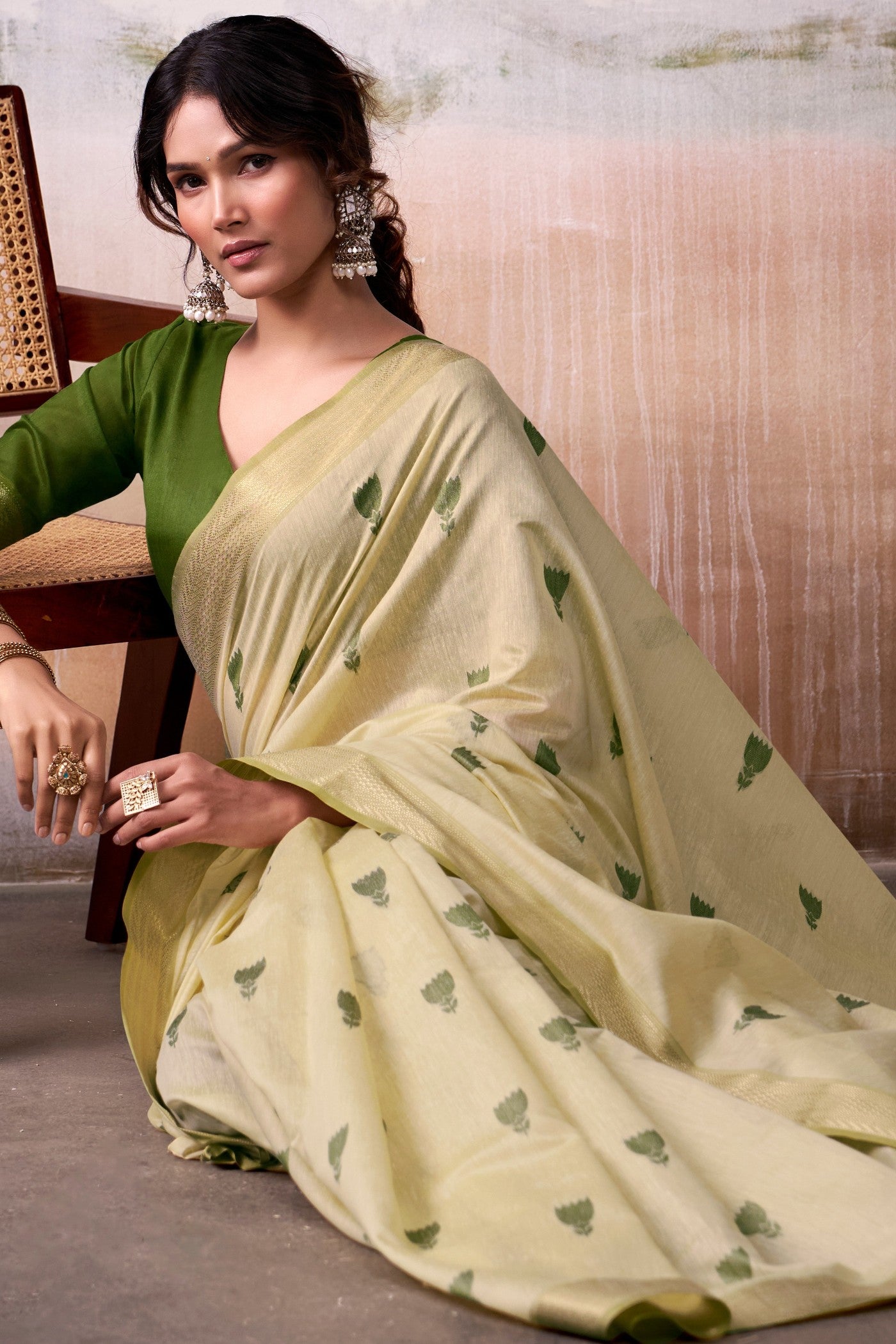 Buy MySilkLove Crayola Yellow Woven Modal Cotton Saree Online