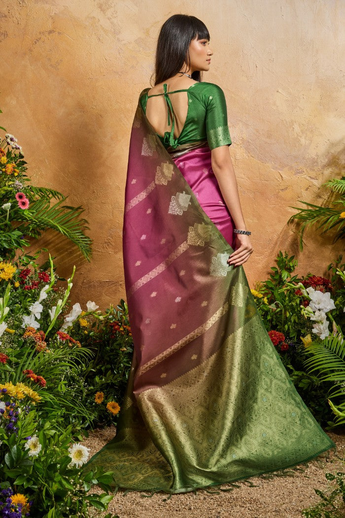 Buy MySilkLove Dusty Pink Banarasi Handloom Saree Online