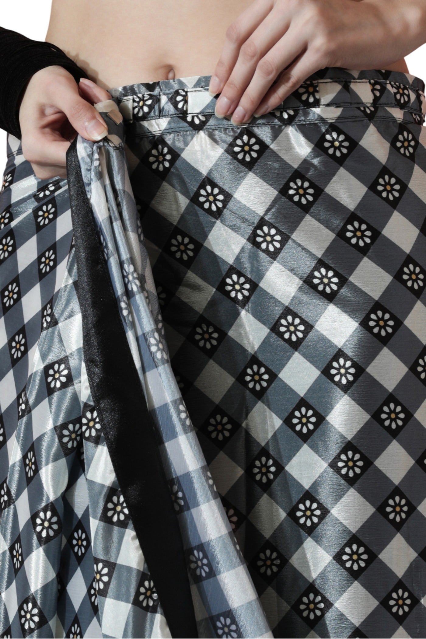Buy MySilkLove Crow Black Chinon Digital Printed Ready To Wear Saree Online