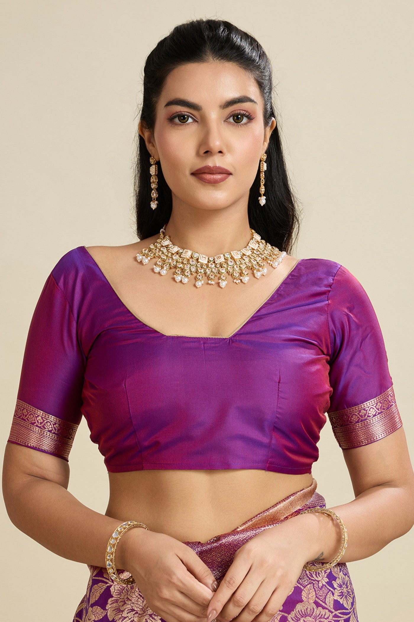 Buy MySilkLove Dream Purple Zari Woven Soft Kanjivaram Saree Online