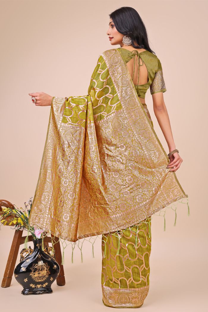 Buy MySilkLove Tuscan Yellow Linen Cotton Saree Online