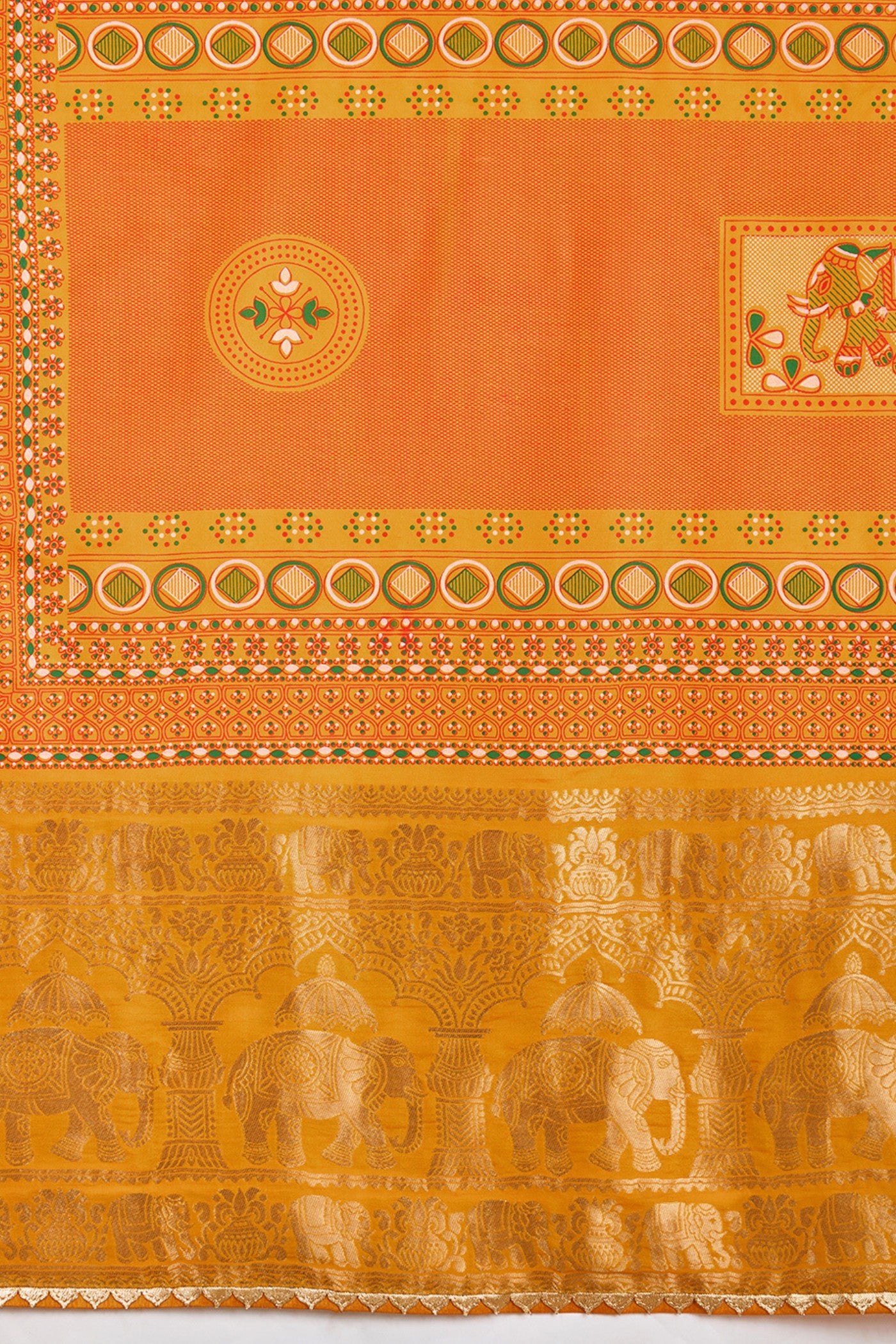 Buy MySilkLove Citrine Yellow Printed Cotton Saree Online