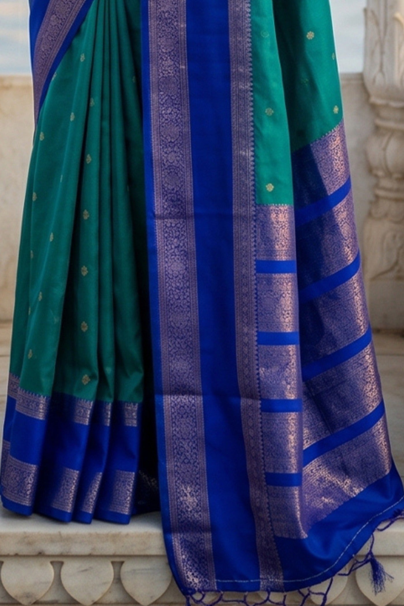Buy MySilkLove Bondi Blue Woven Banarasi Saree Online