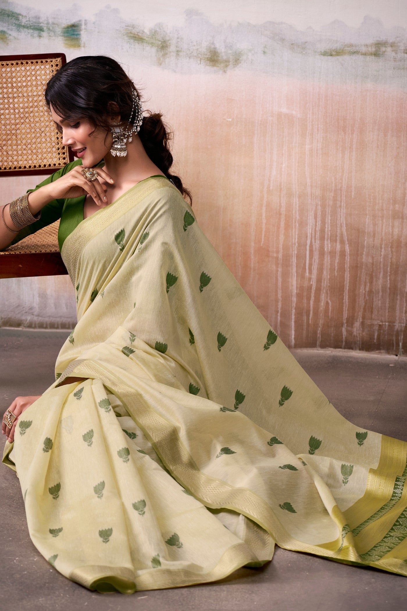 Buy MySilkLove Crayola Yellow Woven Modal Cotton Saree Online