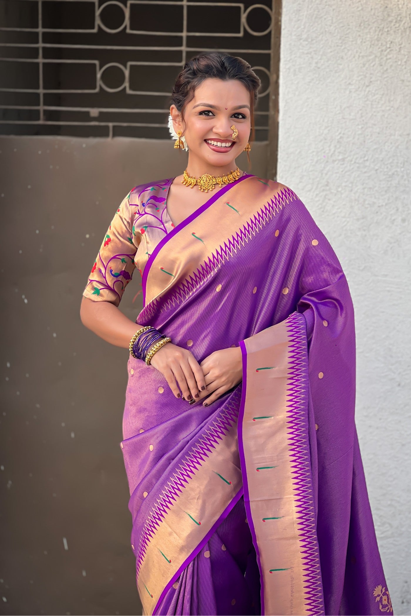 MySilkLove Grape Purple Woven Tissue Paithani Saree