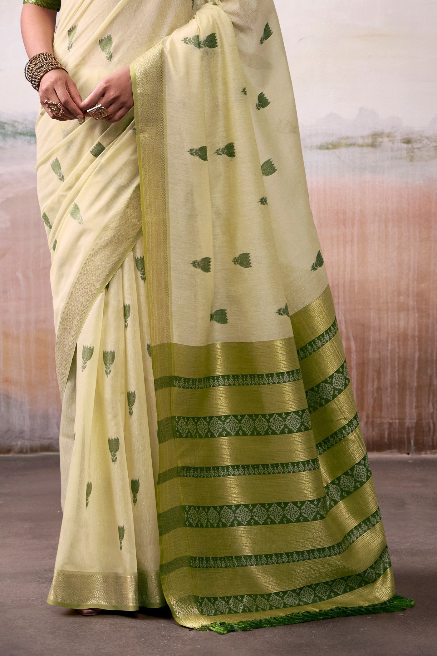 Buy MySilkLove Crayola Yellow Woven Modal Cotton Saree Online