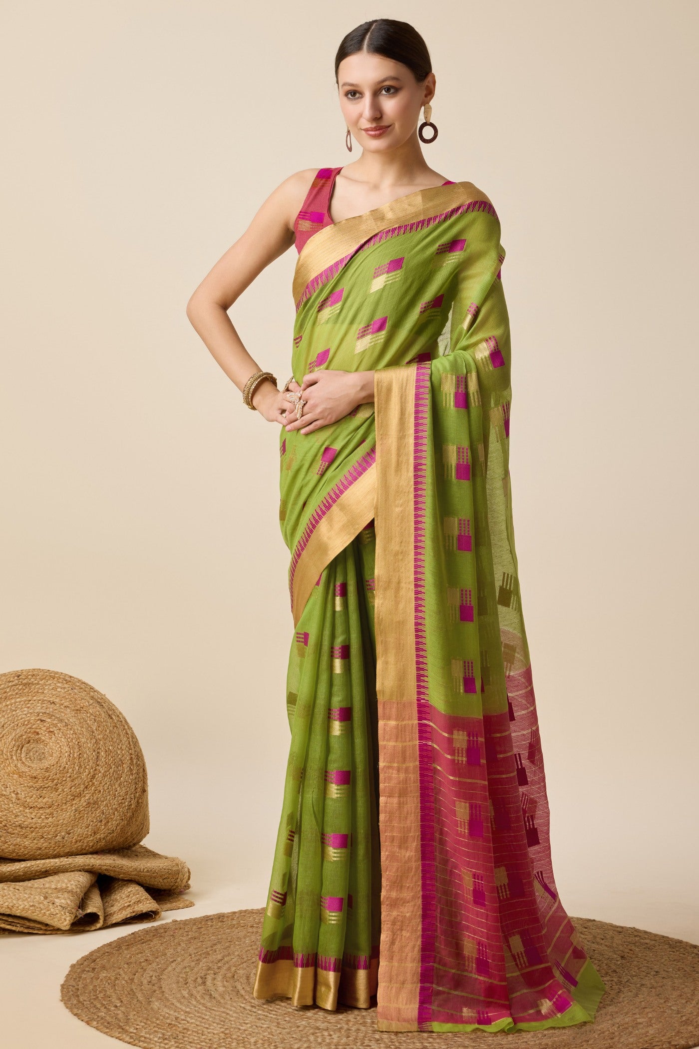Buy MySilkLove Forest Green Cotton Soft Silk Saree Online