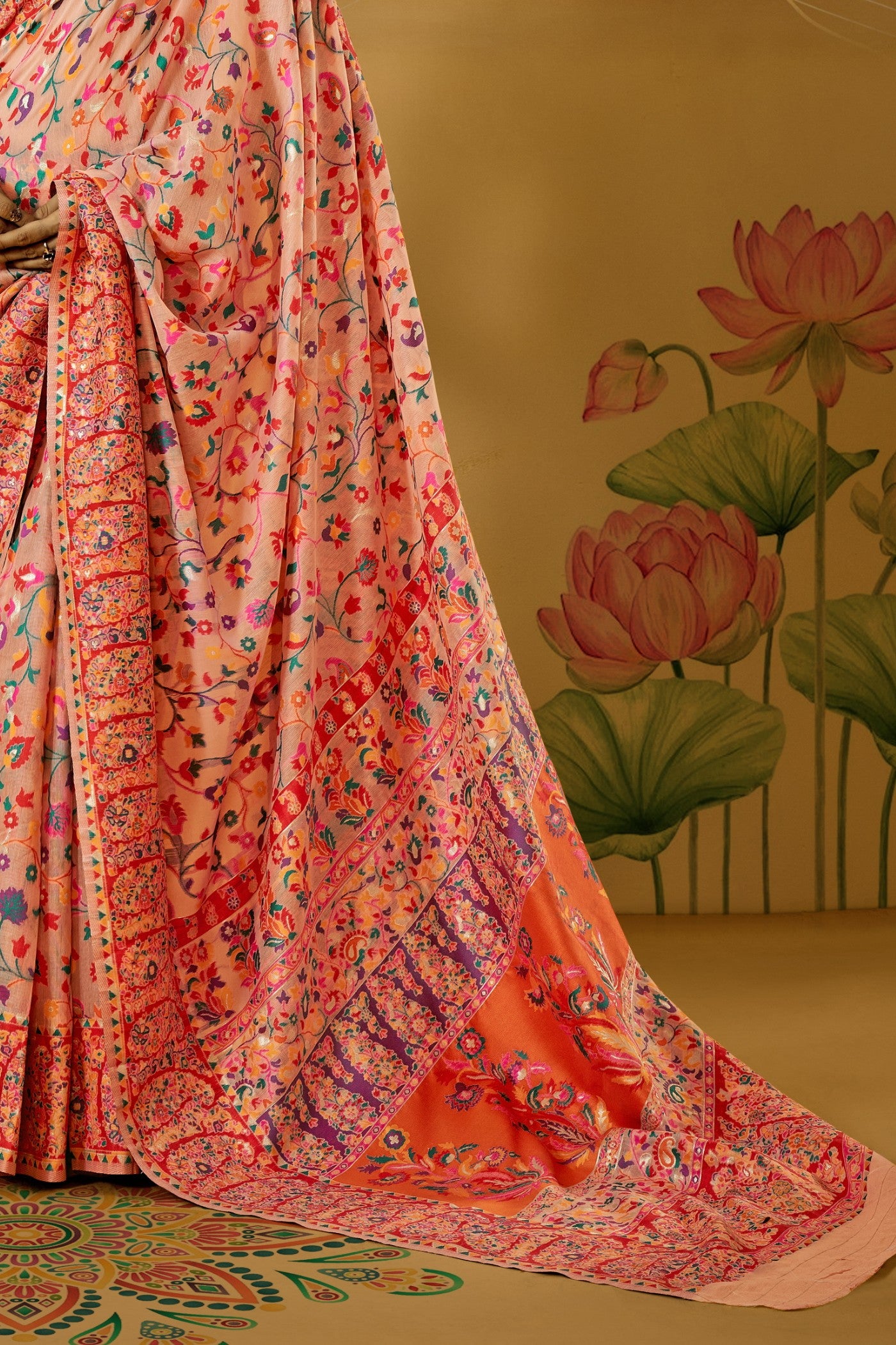 Buy MySilkLove Heather Peach Kashmiri Handloom Jamewar Saree Online