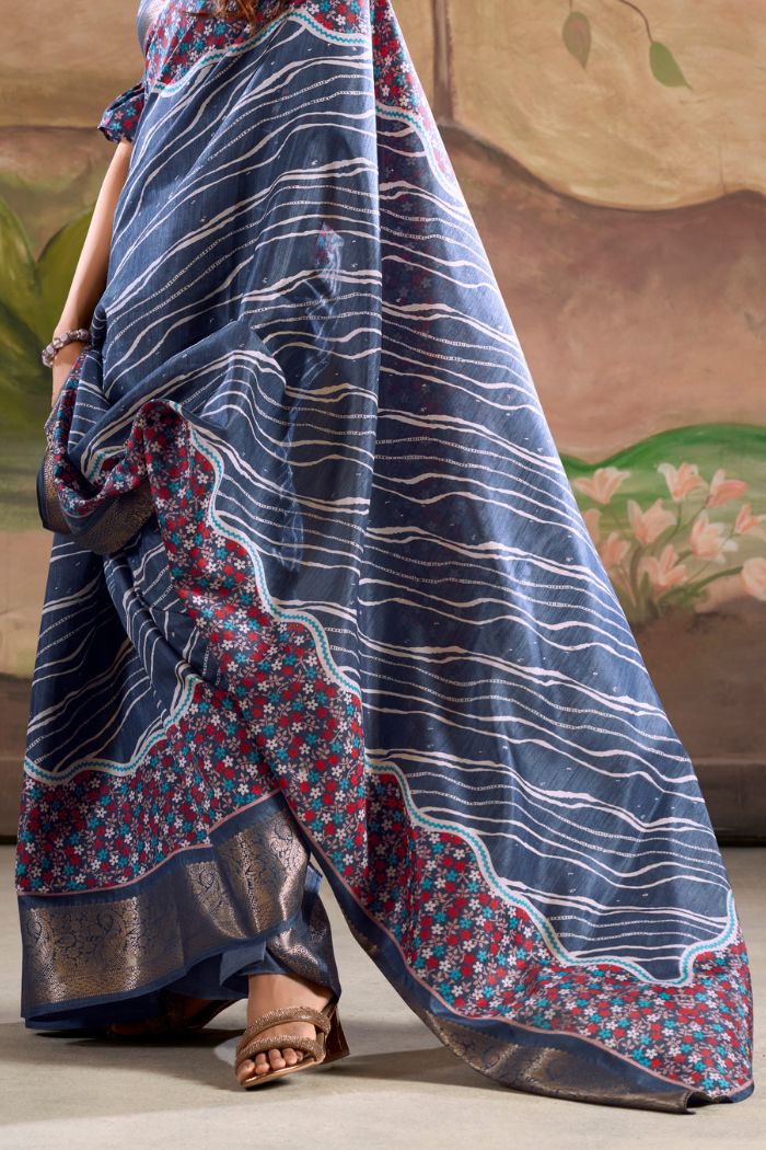 Buy MySilkLove Casal Blue Woven Dola Silk Saree Online