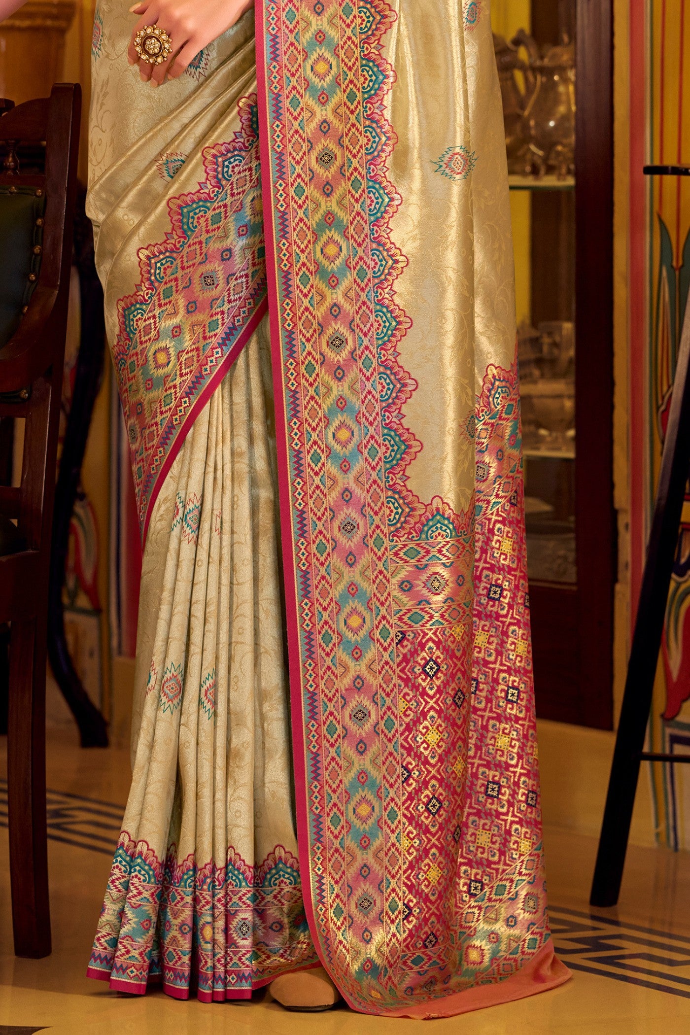 Buy MySilkLove Moonlight Golden Woven Tissue Patola Silk Saree Online