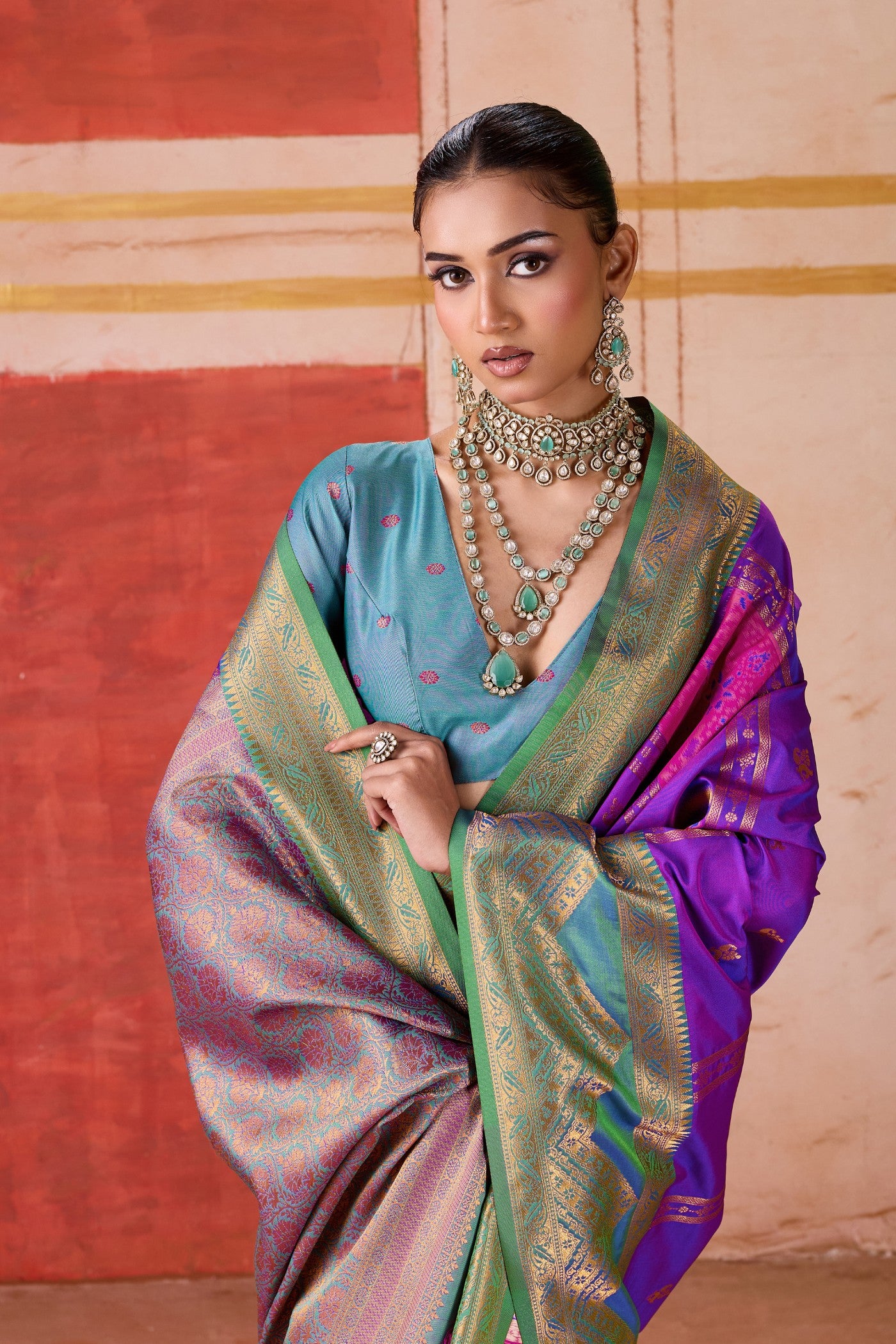 Buy MySilkLove Scarlet Purple Banarasi Handloom Saree Online