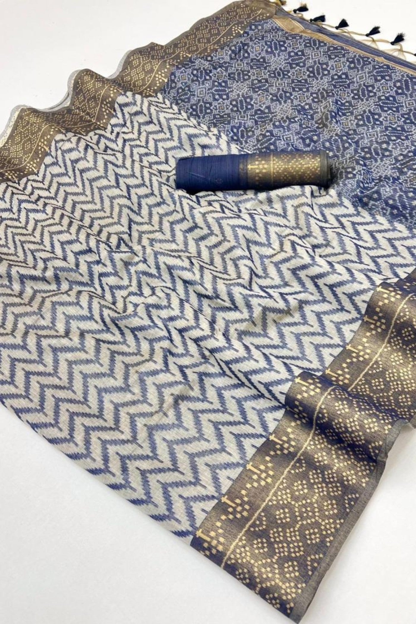 Buy MySilkLove Carolina Blue Cotton Handloom Patola Saree Online