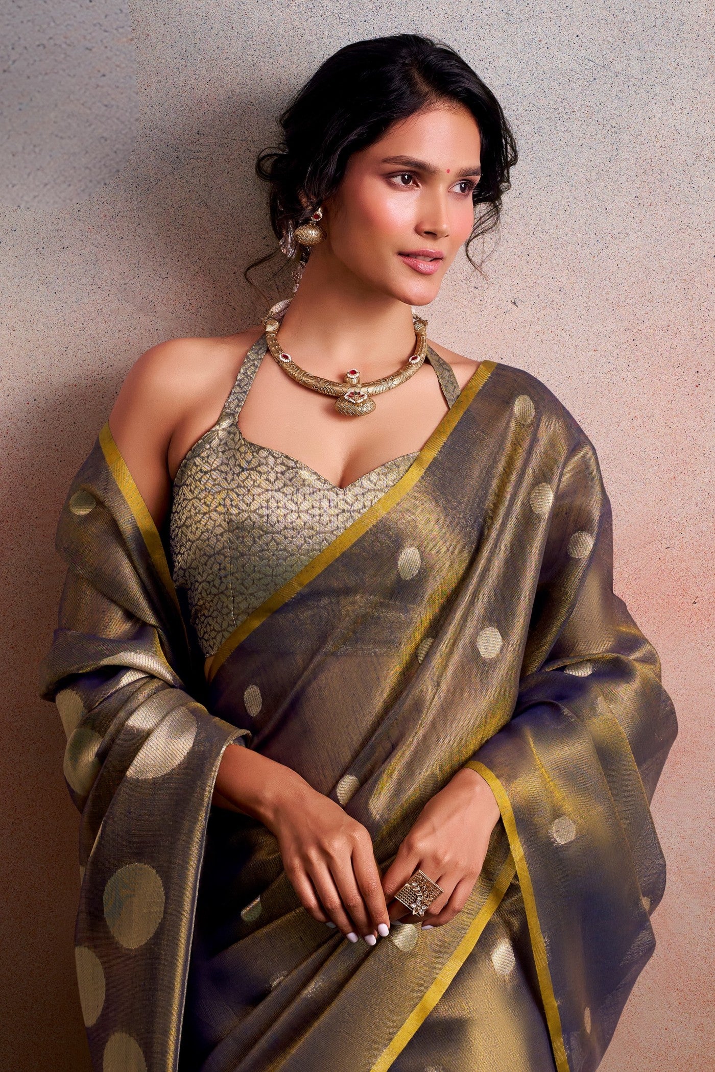 Buy MySilkLove Walnut Brown Handloom Tissue Saree Online