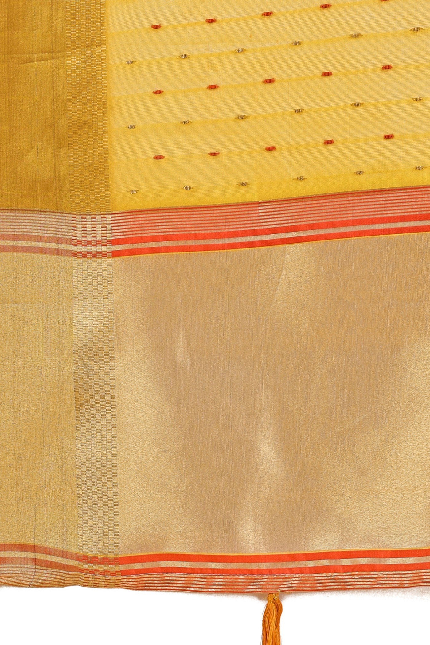 Buy MySilkLove Aureolin Yellow Woven Organza Saree Online