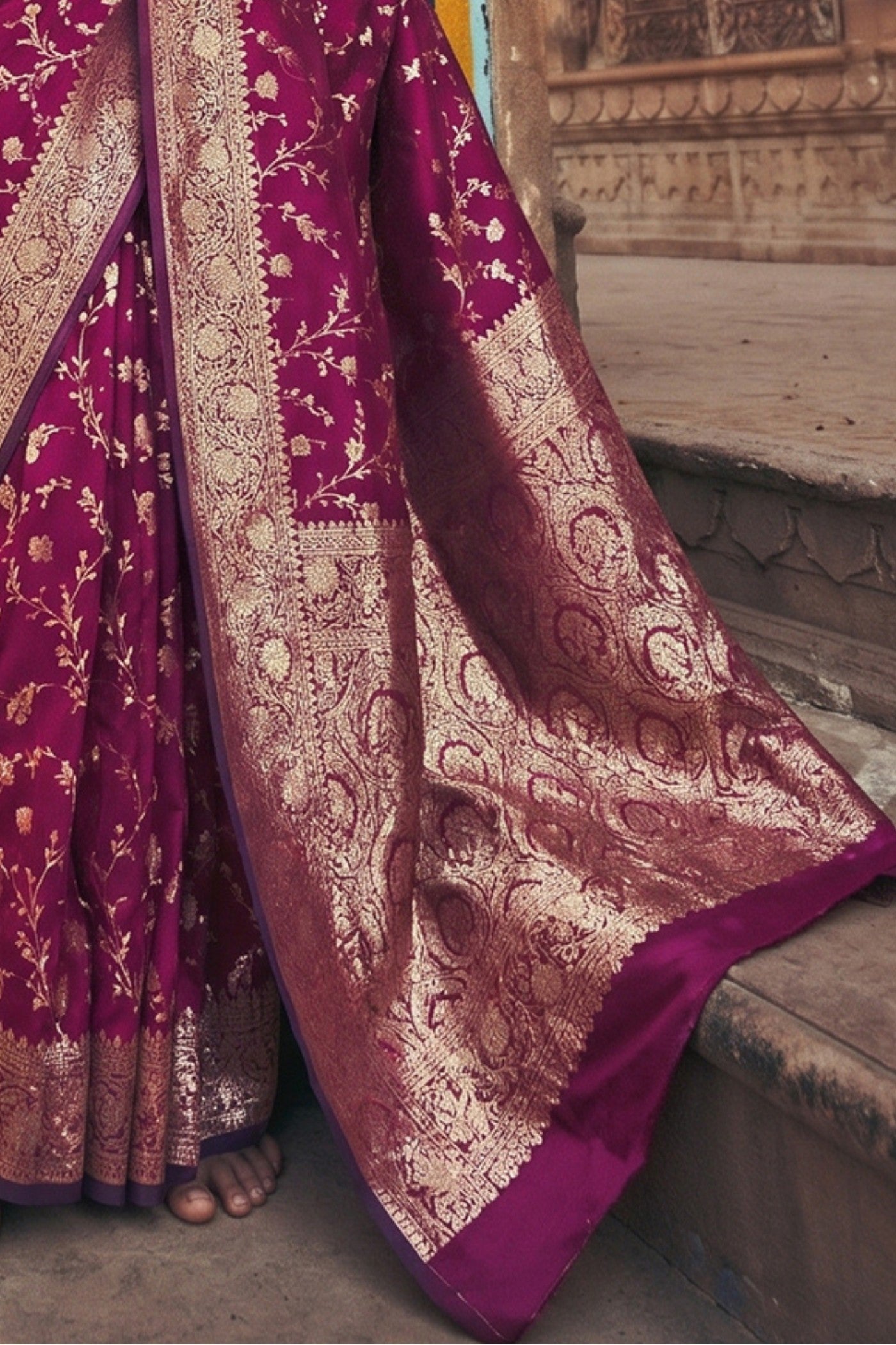 Buy MySilkLove Byzantium Purple Woven Banarasi Saree Online