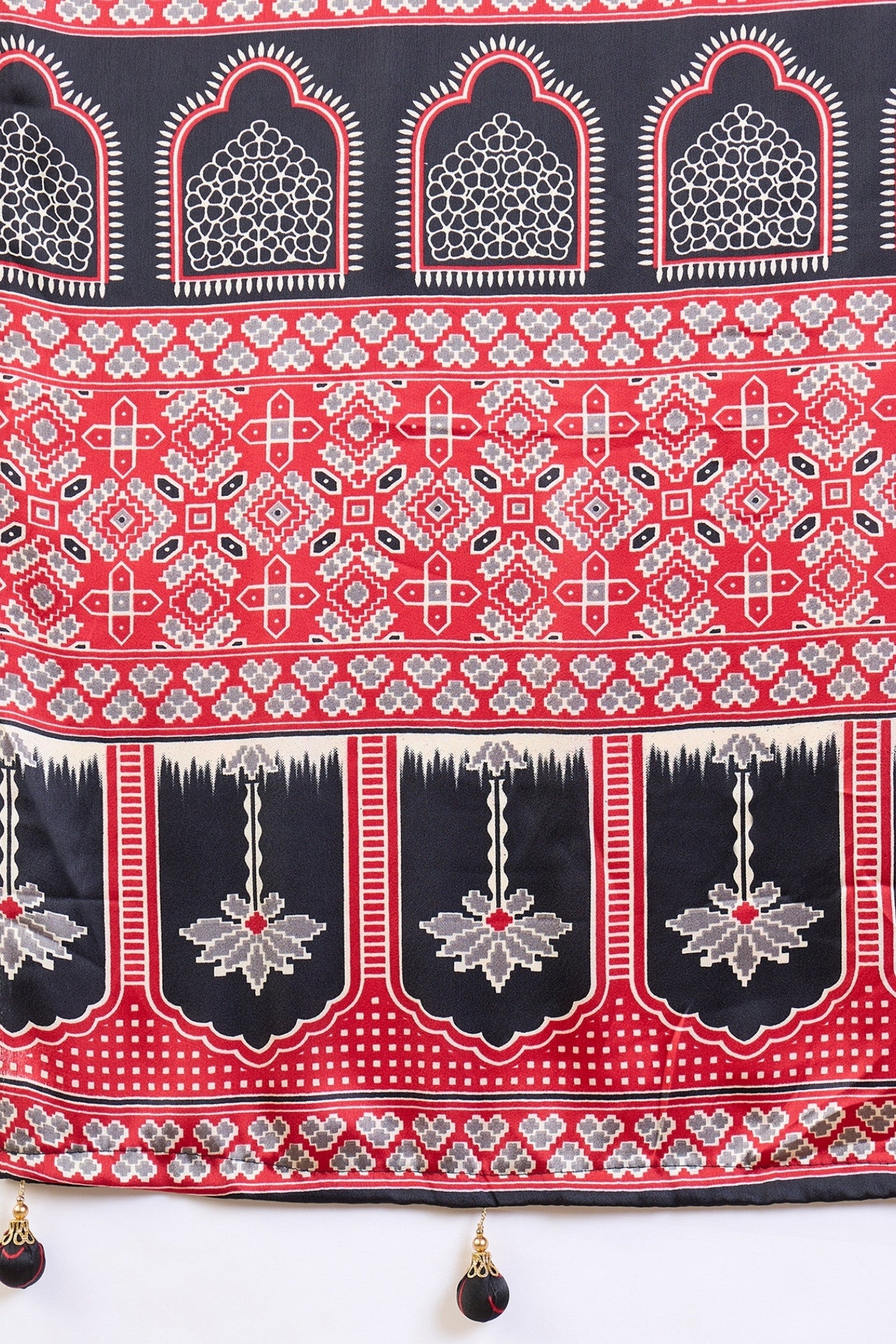 Buy MySilkLove Marrs Green Ajrakh Printed Satin Crepe Silk Saree Online