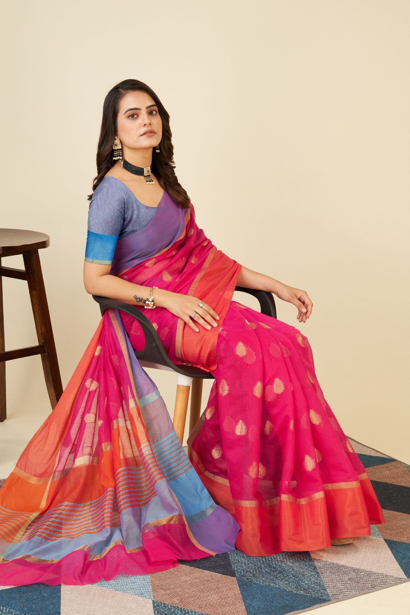 Buy MySilkLove Lily Pink Woven Cotton Saree Online