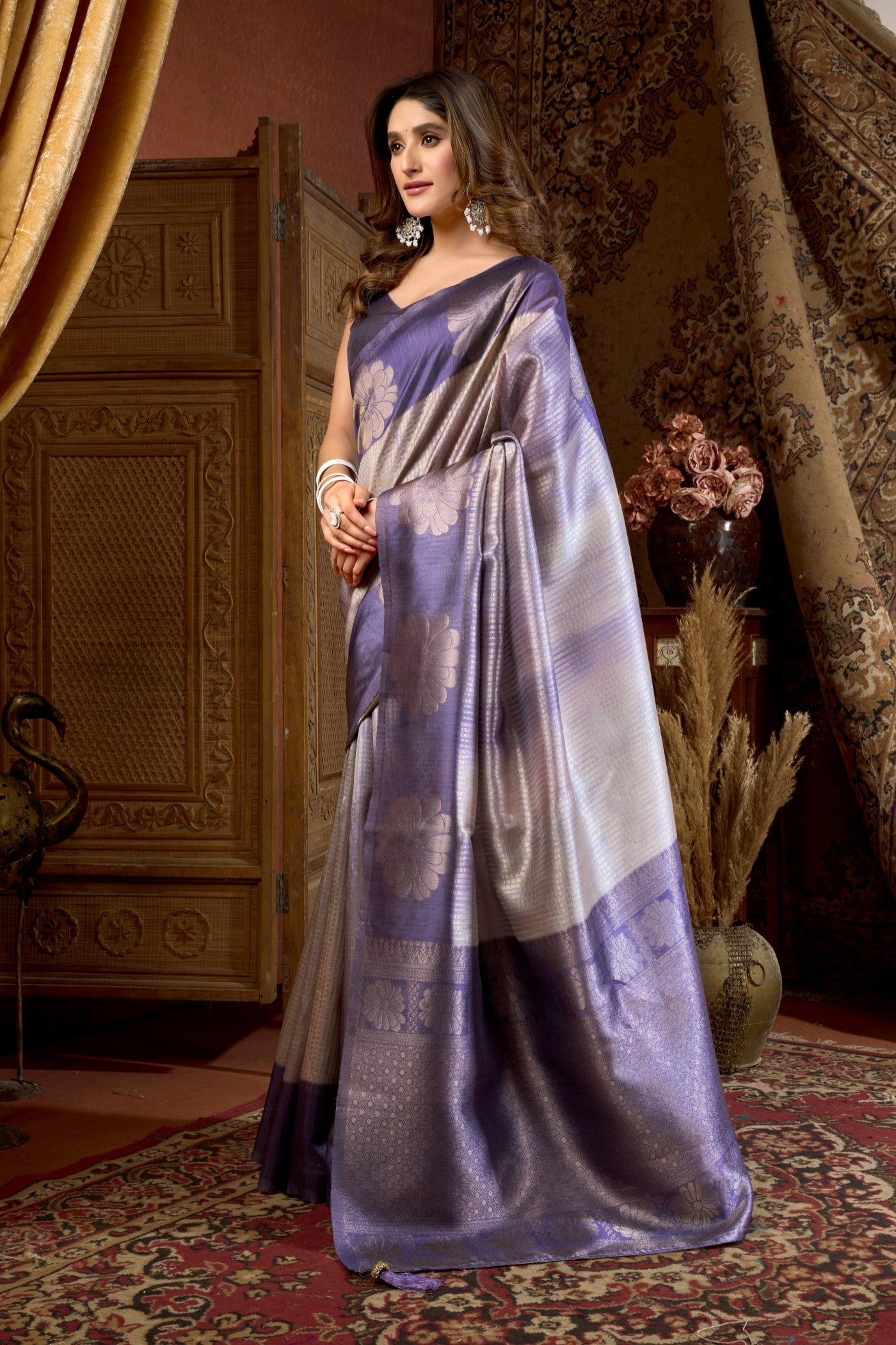 Buy MySilkLove Blue France Banarasi Soft Silk Saree Online