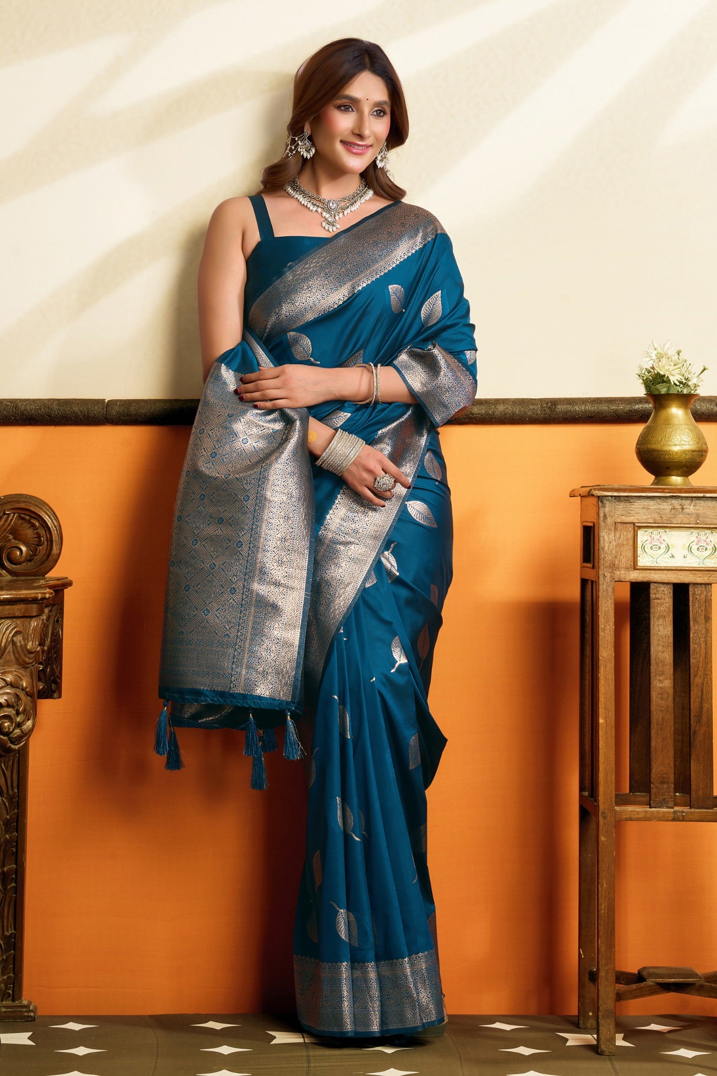 Buy MySilkLove Force Blue Woven Banarasi Saree Online