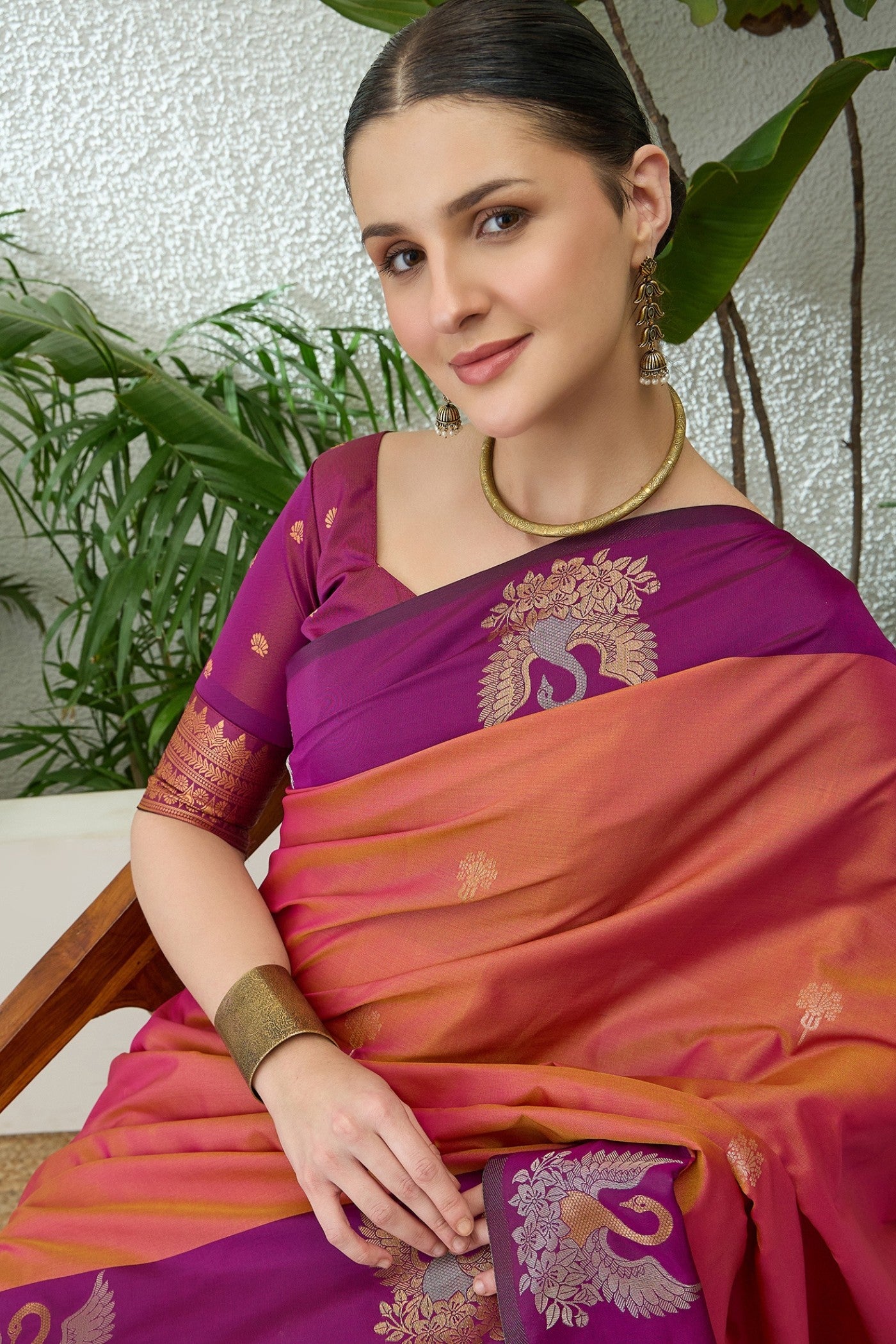 Buy MySilkLove Princeton Orange Banarasi Handloom Soft Silk Saree Online