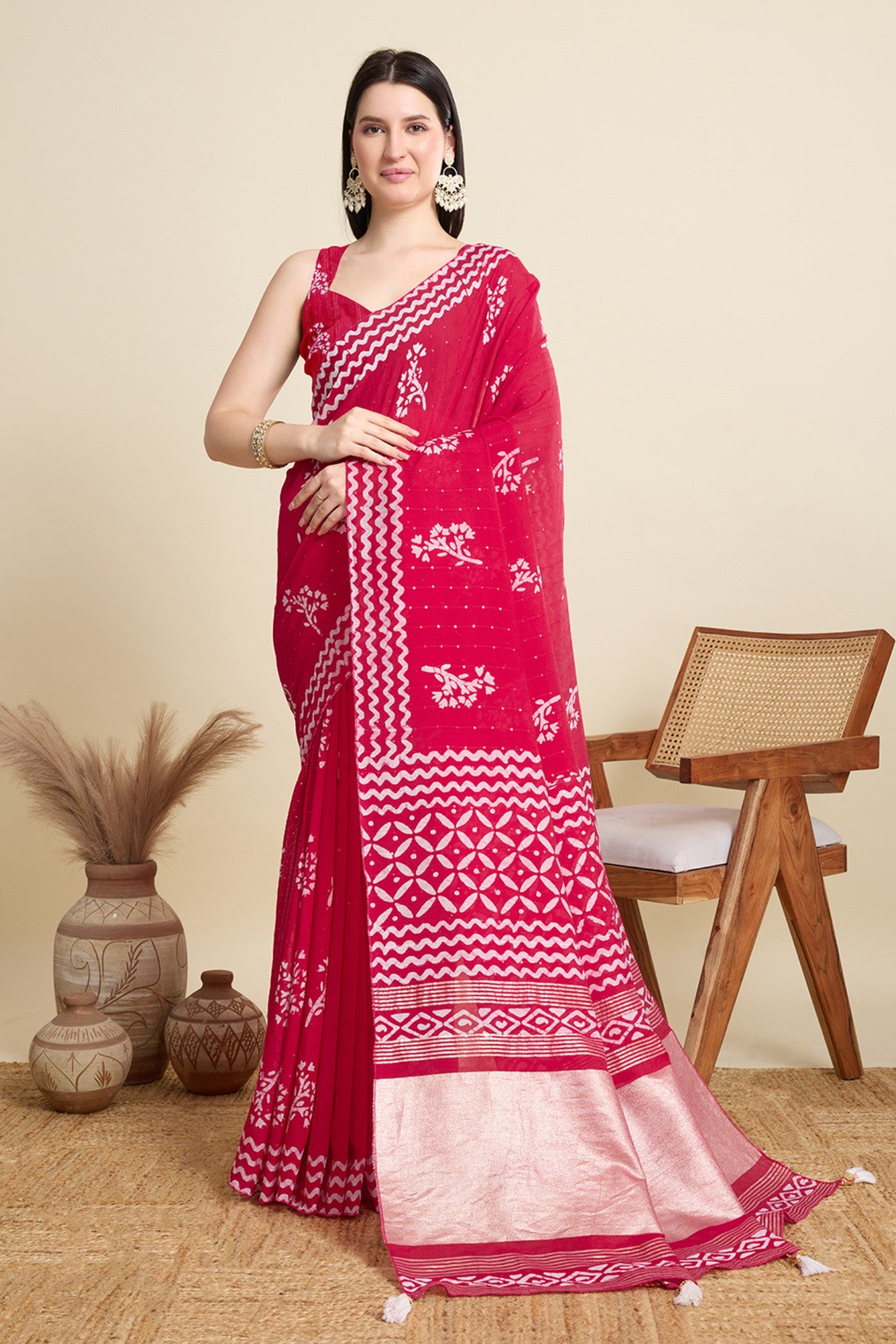 Buy MySilkLove French Pink Woven Cotton Silk Saree Online